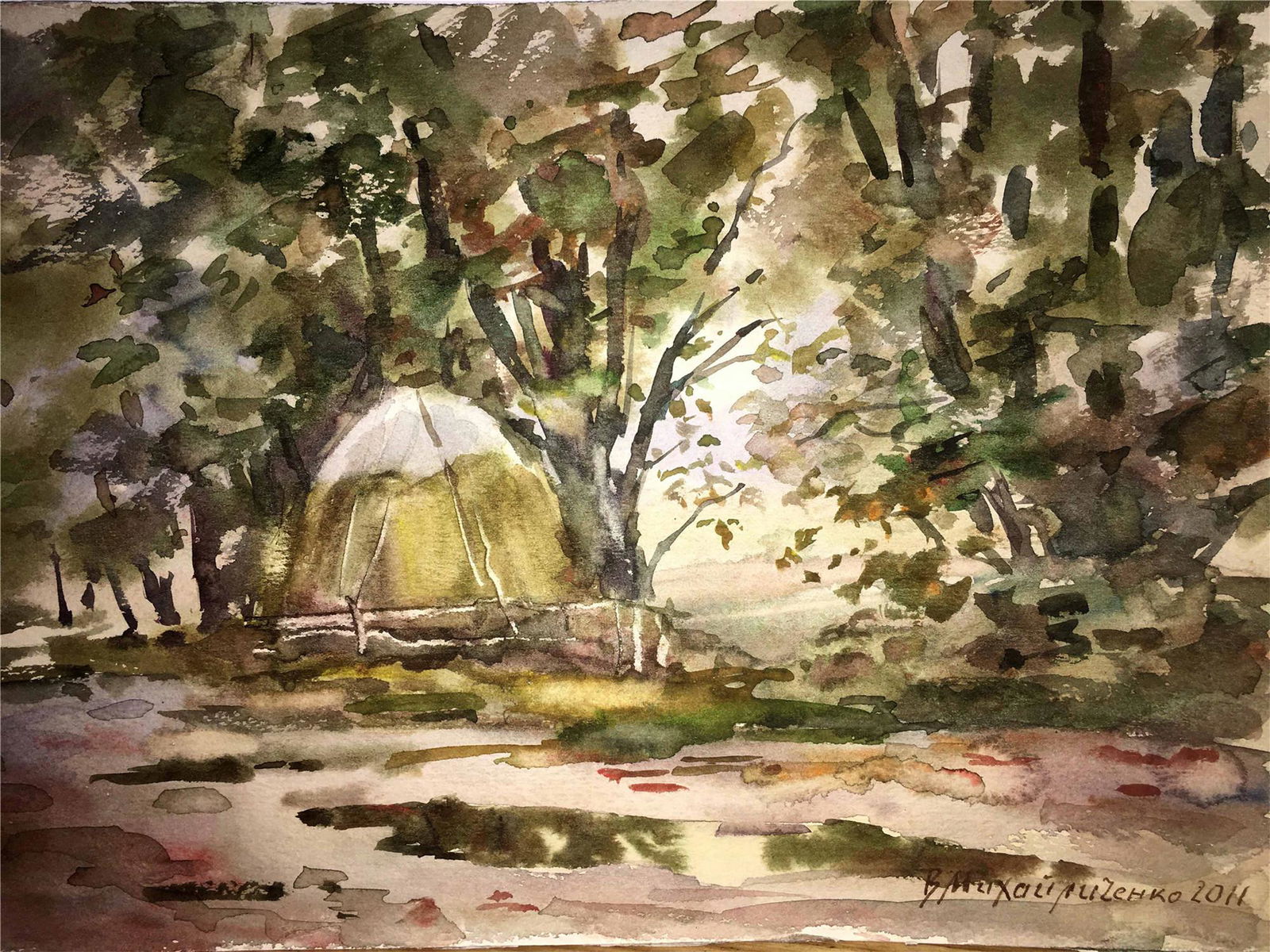 Forest watercolor painting on paper (1 of 1)