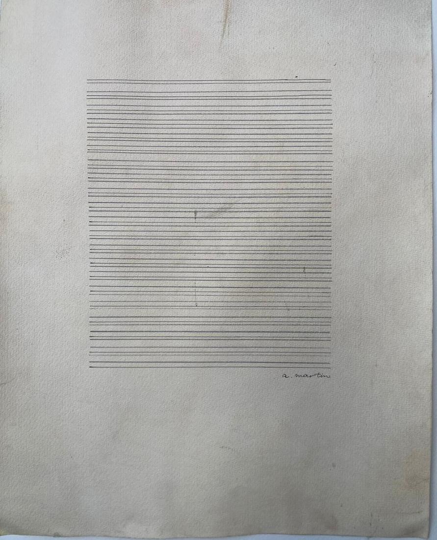 AGNES MARTIN AMERICAN INK DRAWING ON PAPER (1 of 2)