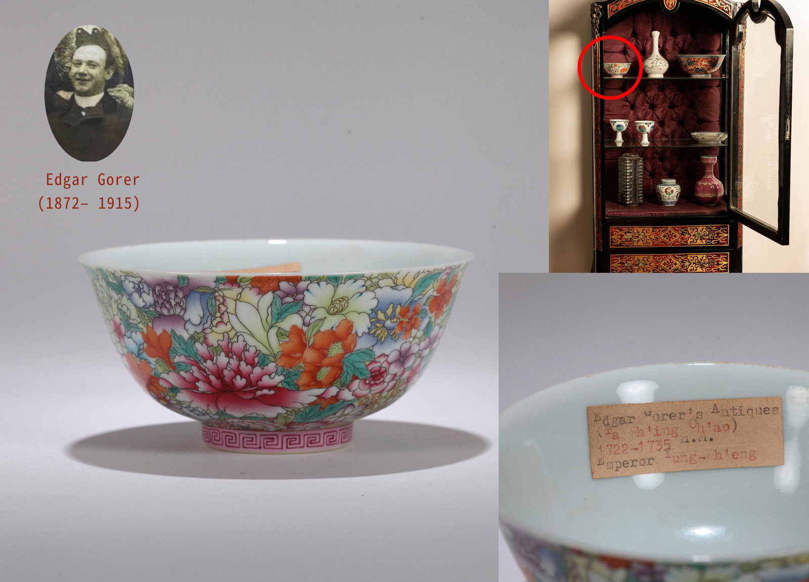 CHINESE PORCELAIN FAMILLE ROSE FLOWER BOWL: CHINESE PORCELAIN FAMILLE ROSE FLOWER BOWL. Diam. 12.5cm. H. 5.5cm. We provide in-house packing and shpping service. Shipping cost will be added into invoice. USA demostic shipping cost 30USD. Interna