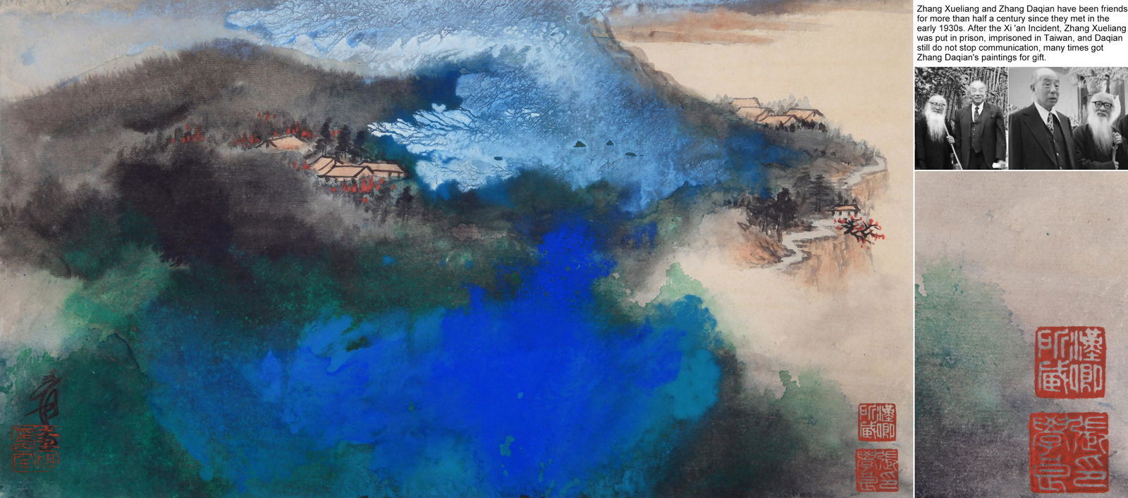 CHINESE SCROLL PAINTING OF MOUNTAIN VIEWS SIGNED BY ZHANG DAQIAN: CHINESE SCROLL PAINTING OF MOUNTAIN VIEWS SIGNED BY ZHANG DAQIAN. Image only size 27 by 49cm. We provide in-house packing and shpping service. Shipping cost will be added into invoice. USA demostic sh