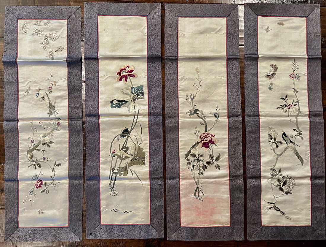 Set of (4) Embroidered Panels, 19th Century (1 of 5)