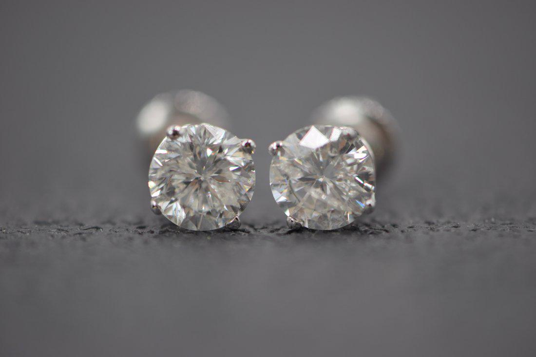 2.0 Tcw  Natural Diamond Stud Earring 14K White Gold (1 of 4)