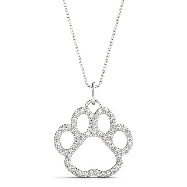 Designer Dog Paw Diamond 14K White Gold Pendant (1 of 3)