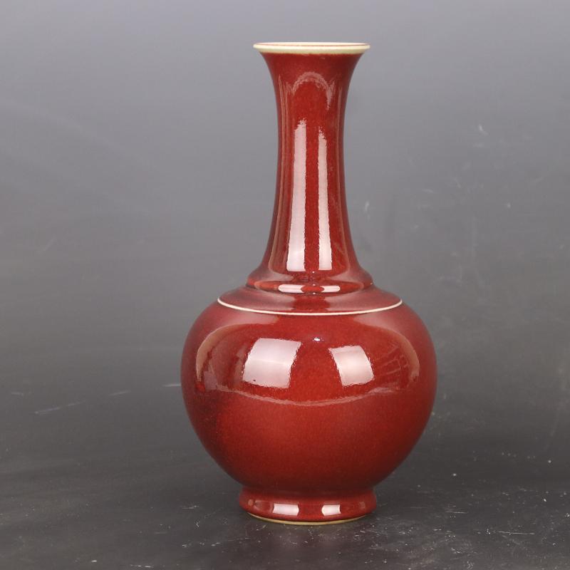 A old chinese antique porcelain vase Langhong red glaze ceremic vase (1 of 7)