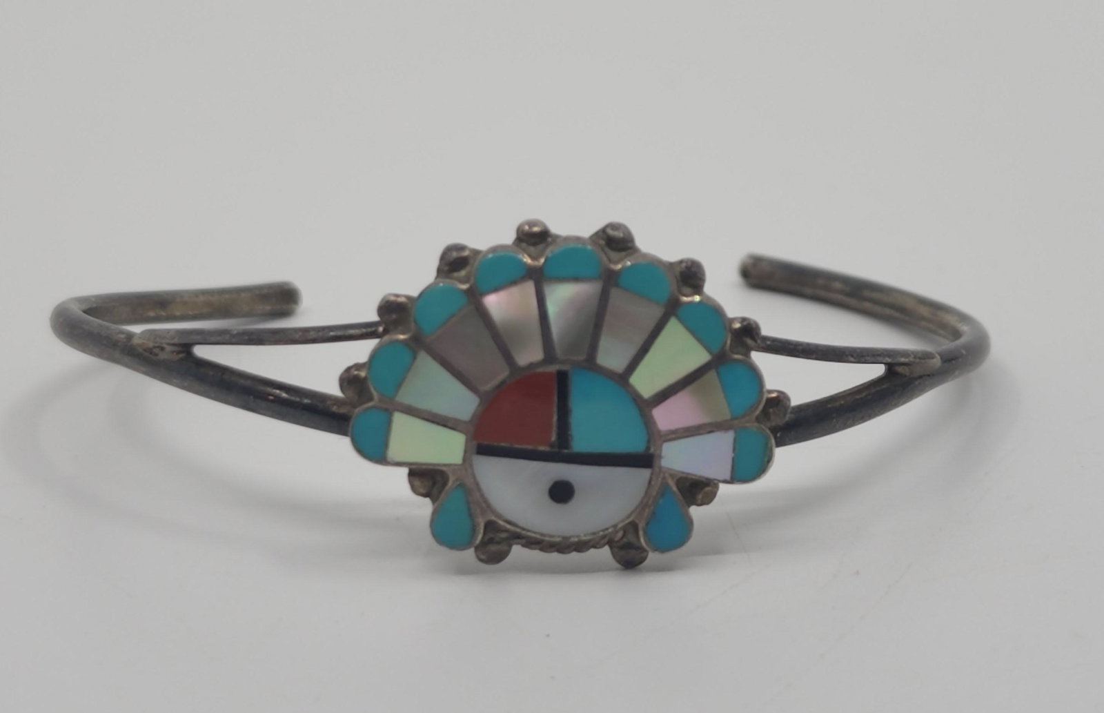 Unknown, Zuni Sterling silver Sun Face Bracelet (1 of 4)