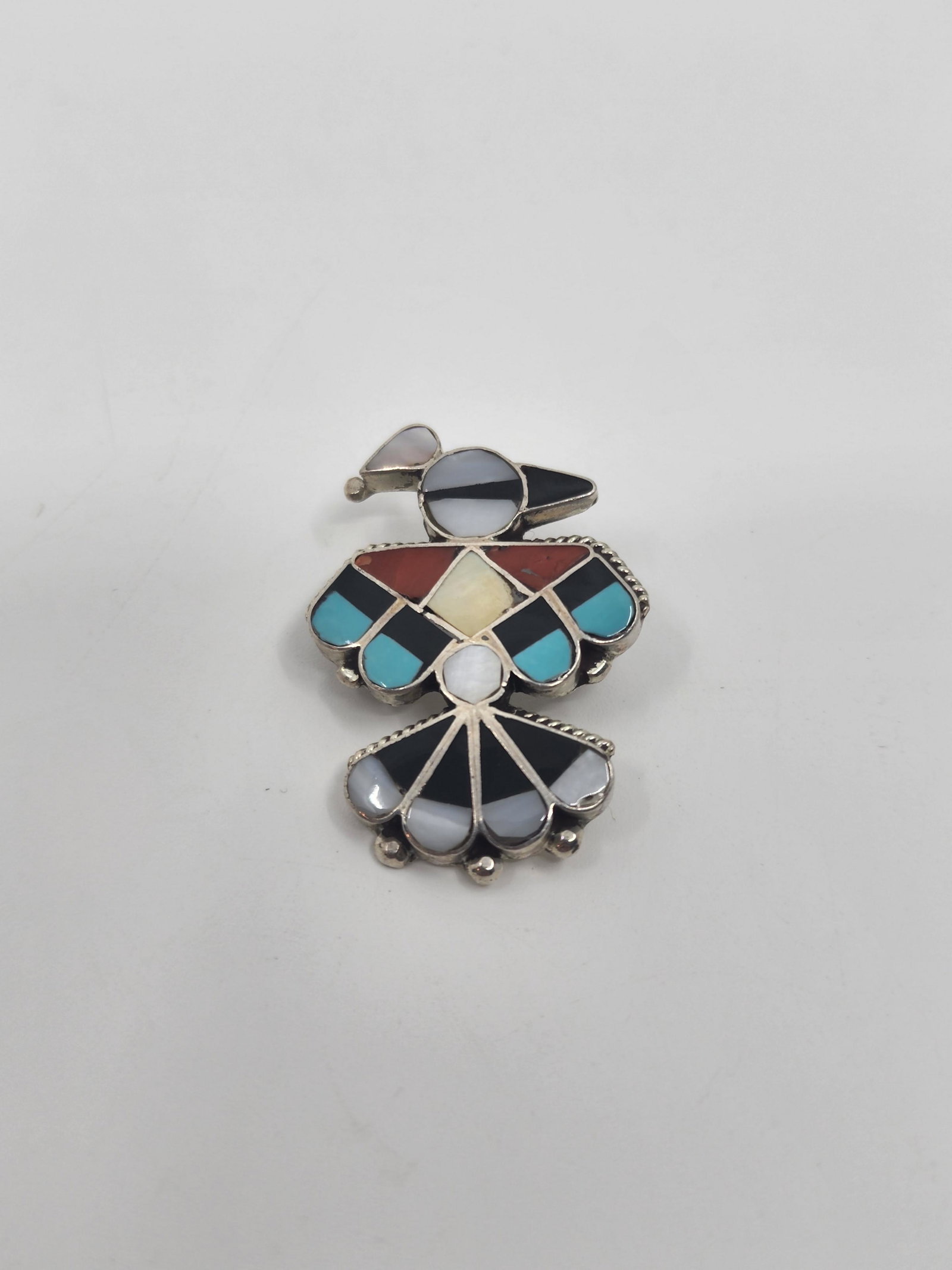 Zuni, Sterling silver bird brooch pendant (1 of 2)