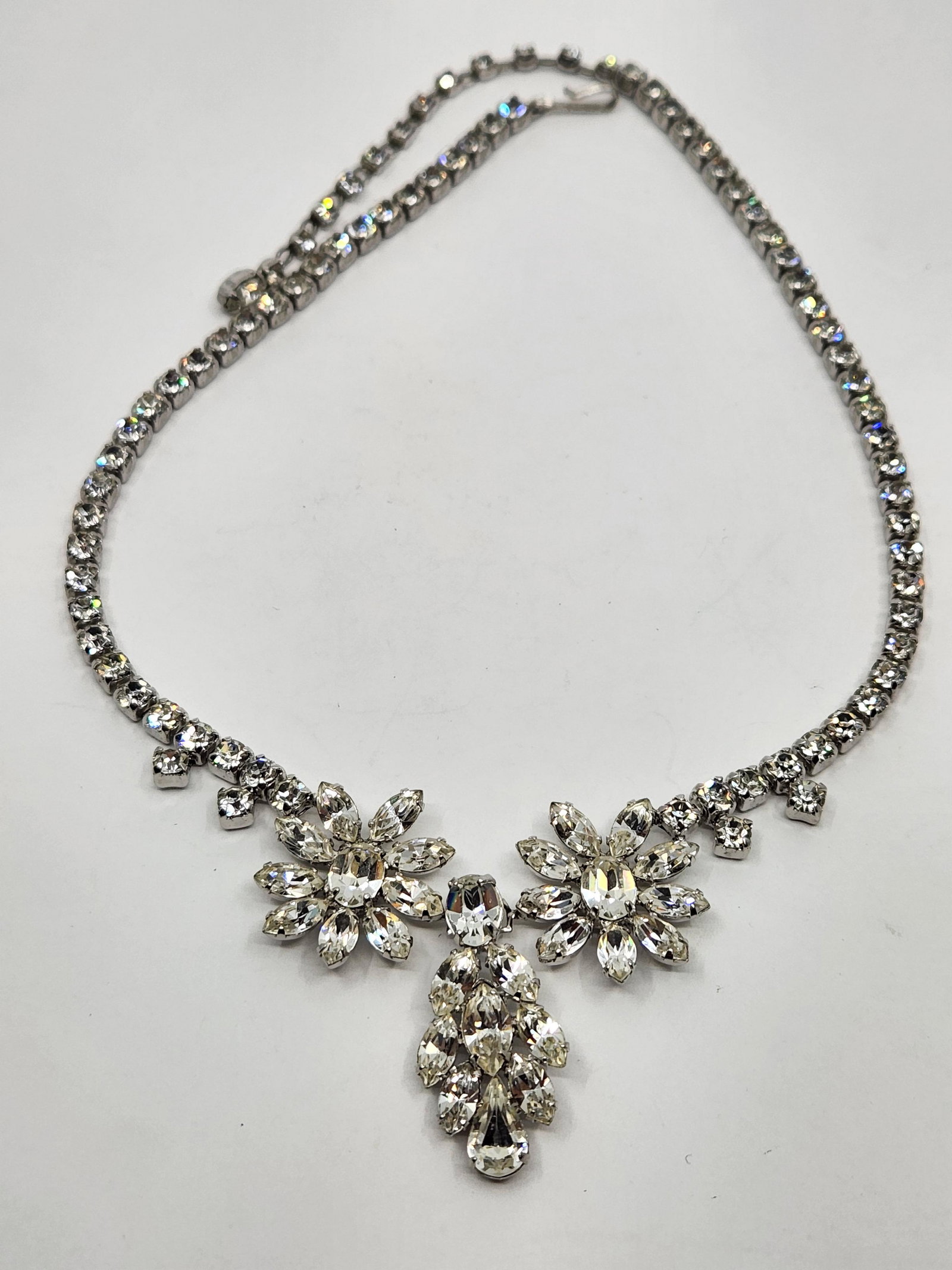 Vintage Sherman Clear Rhinestones Necklace (1 of 4)