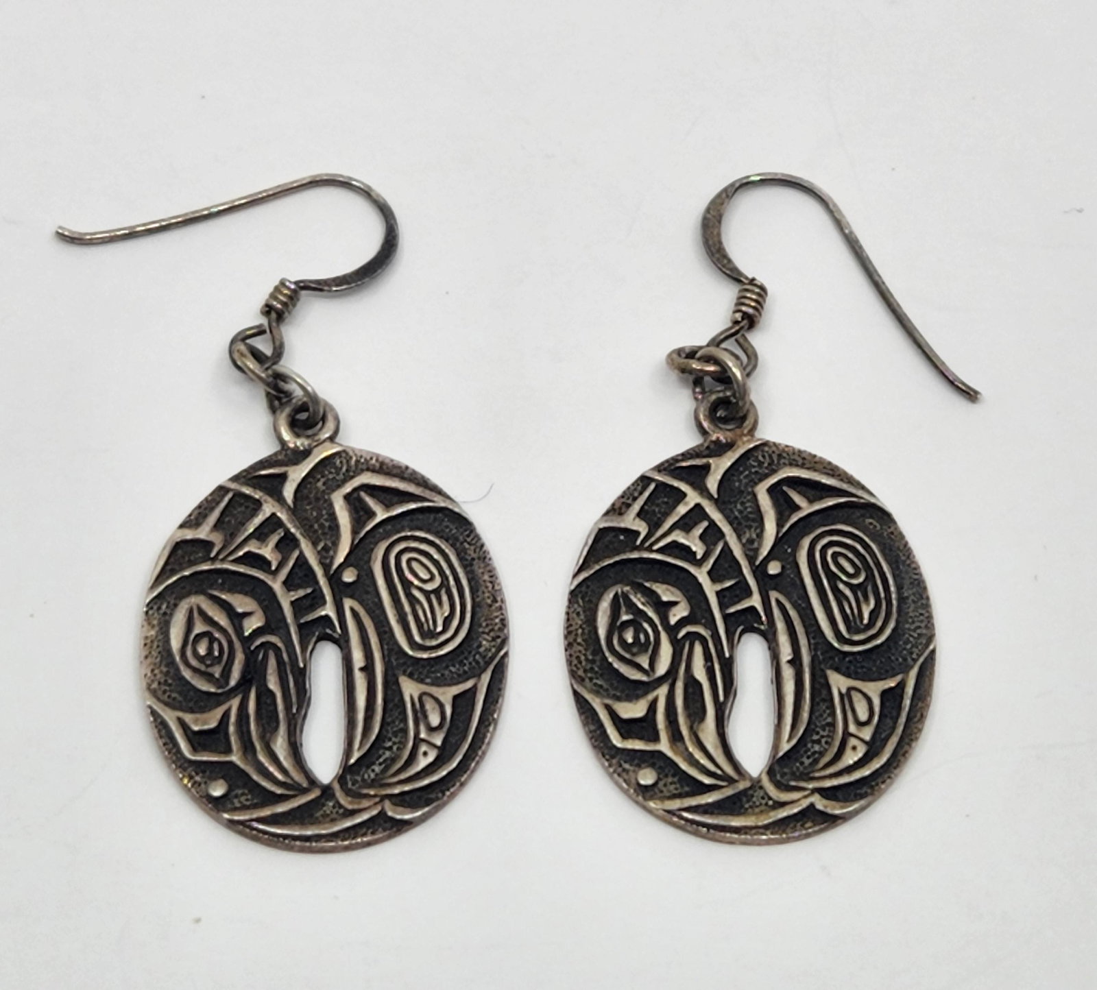 Richard Shorty (1959- ) Haida, Sterling Silver Ravens Earrings (1 of 4)