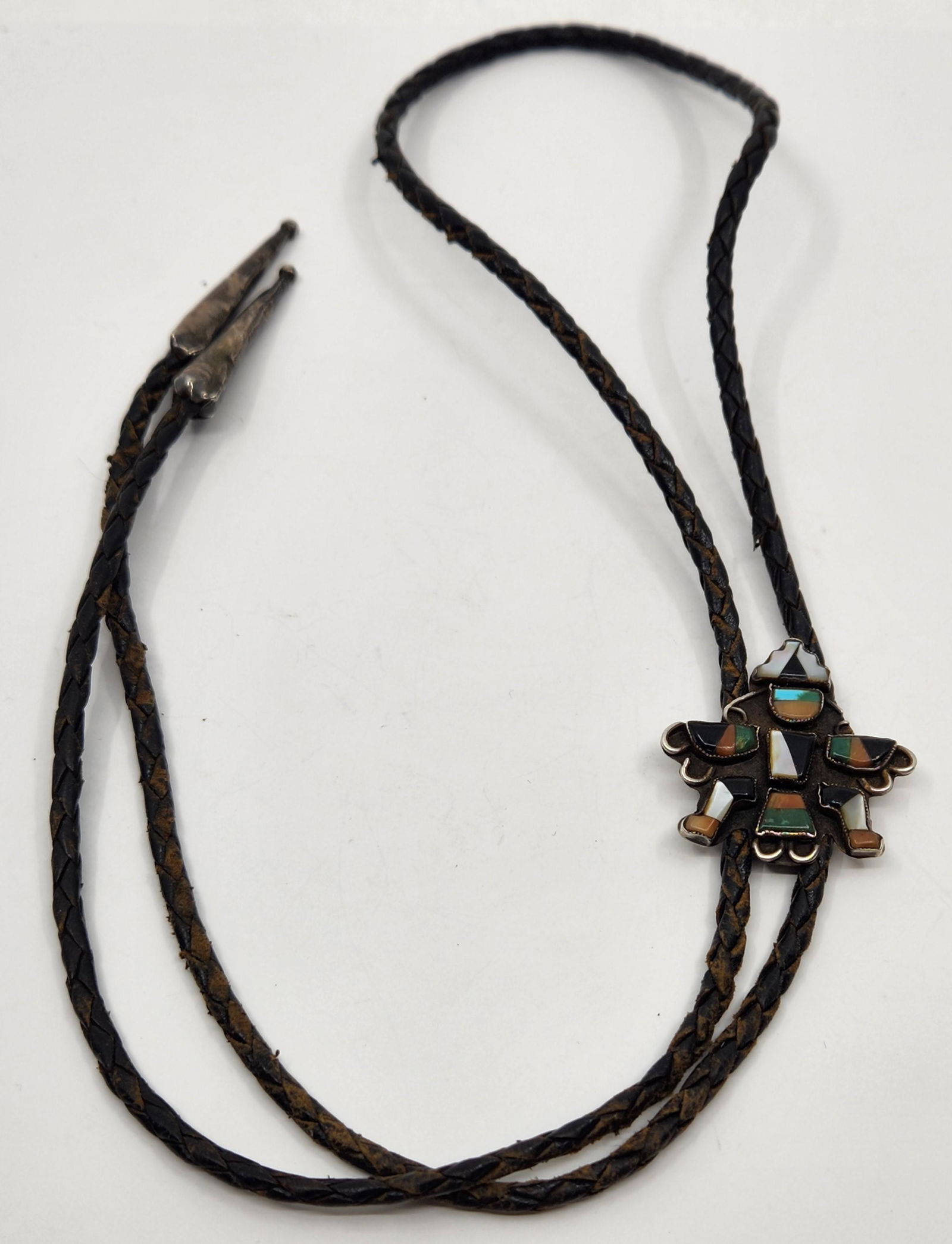 Zuni Kachina Dancer inlay Sterling Silver Bolo Tie (1 of 5)