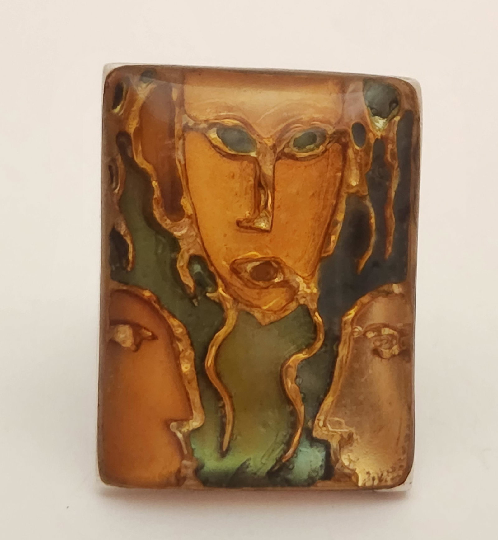 Large Sterling Silver Ring Abstract Face Design Signed OZ (1 of 8)