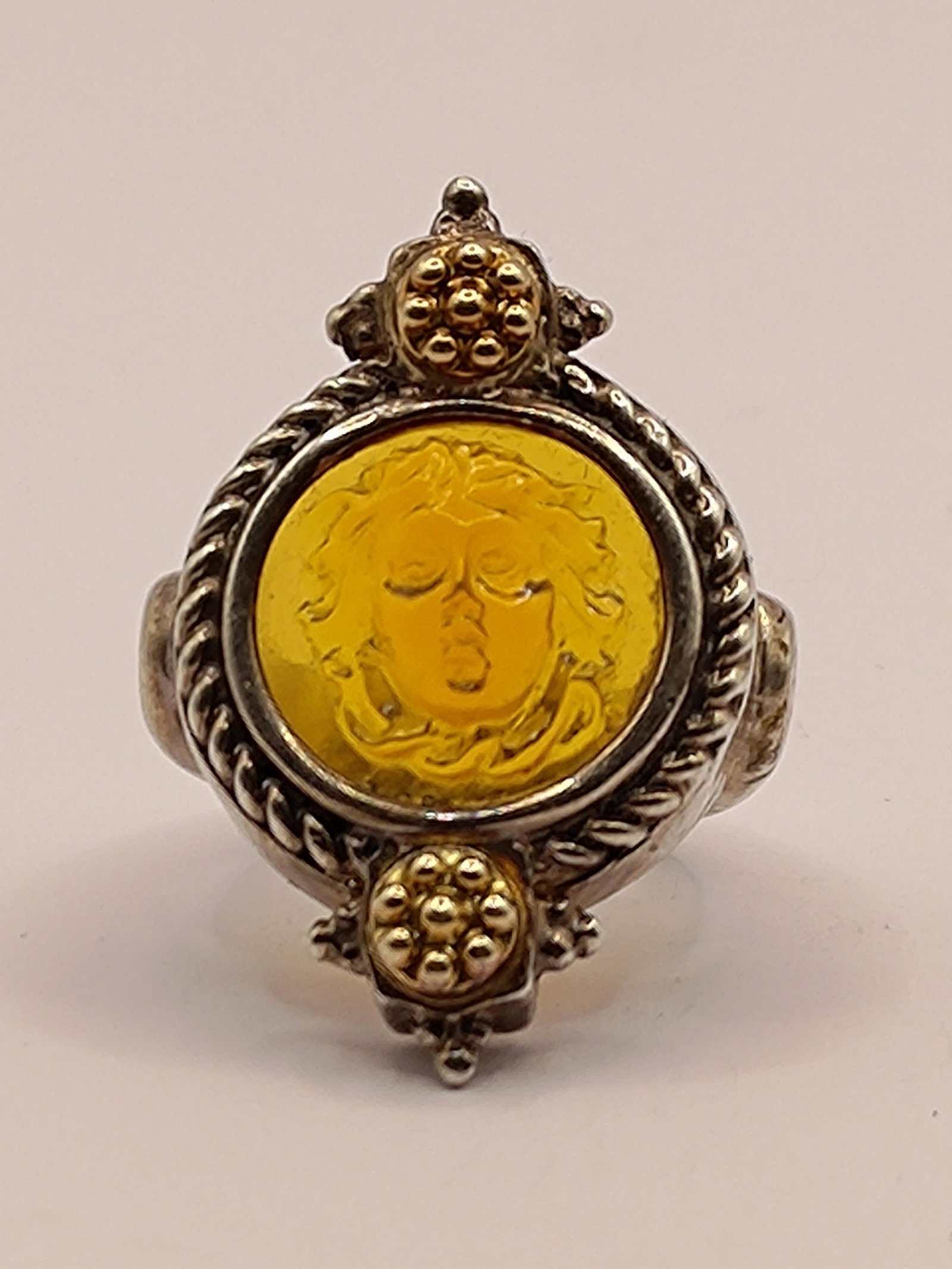 Tagliamonte, Italian Designer Sterling Silver and 14KT Gold Medusa Head ring (1 of 11)