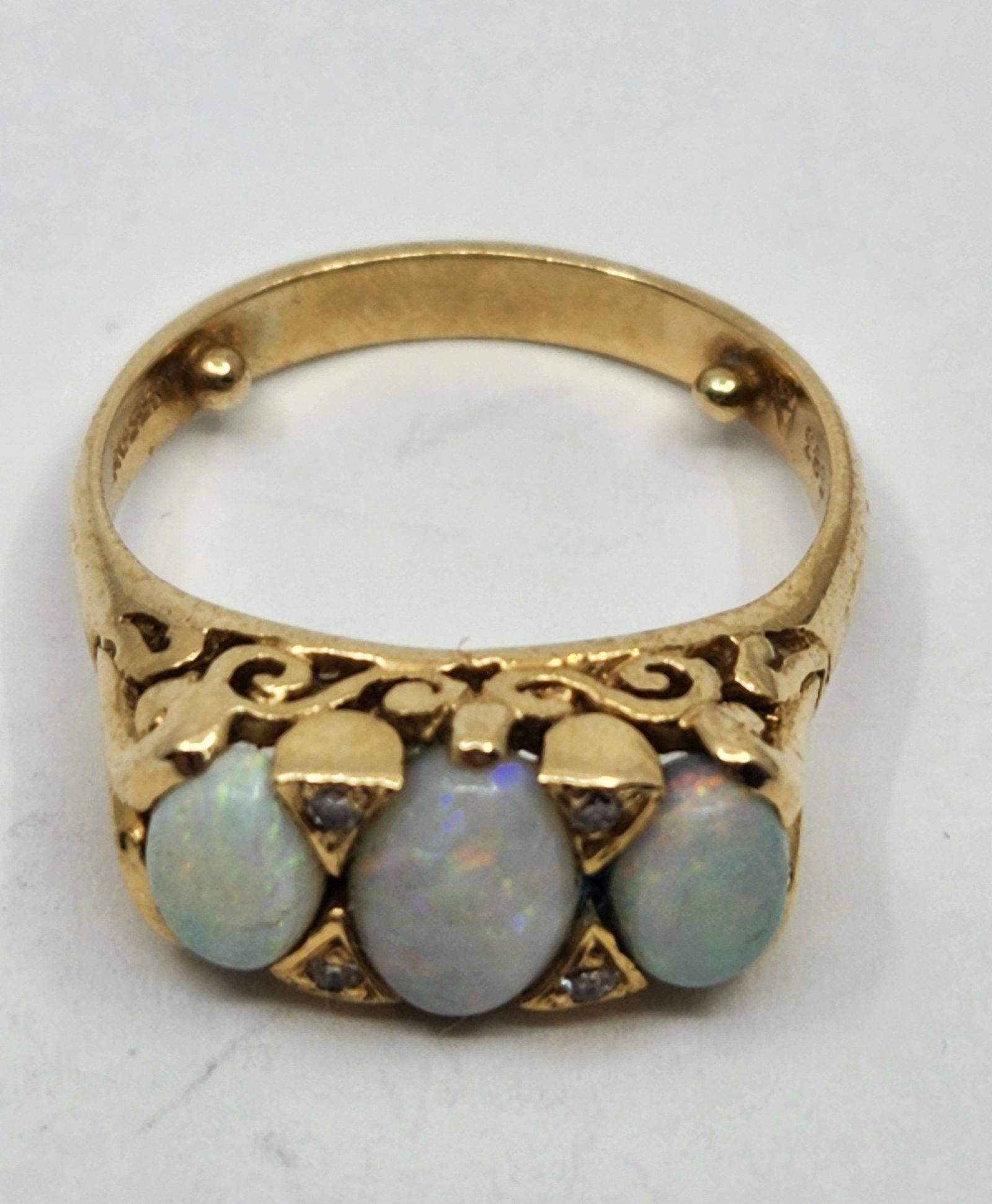 14K Opals and Diamonds Gold Ring (1 of 8)