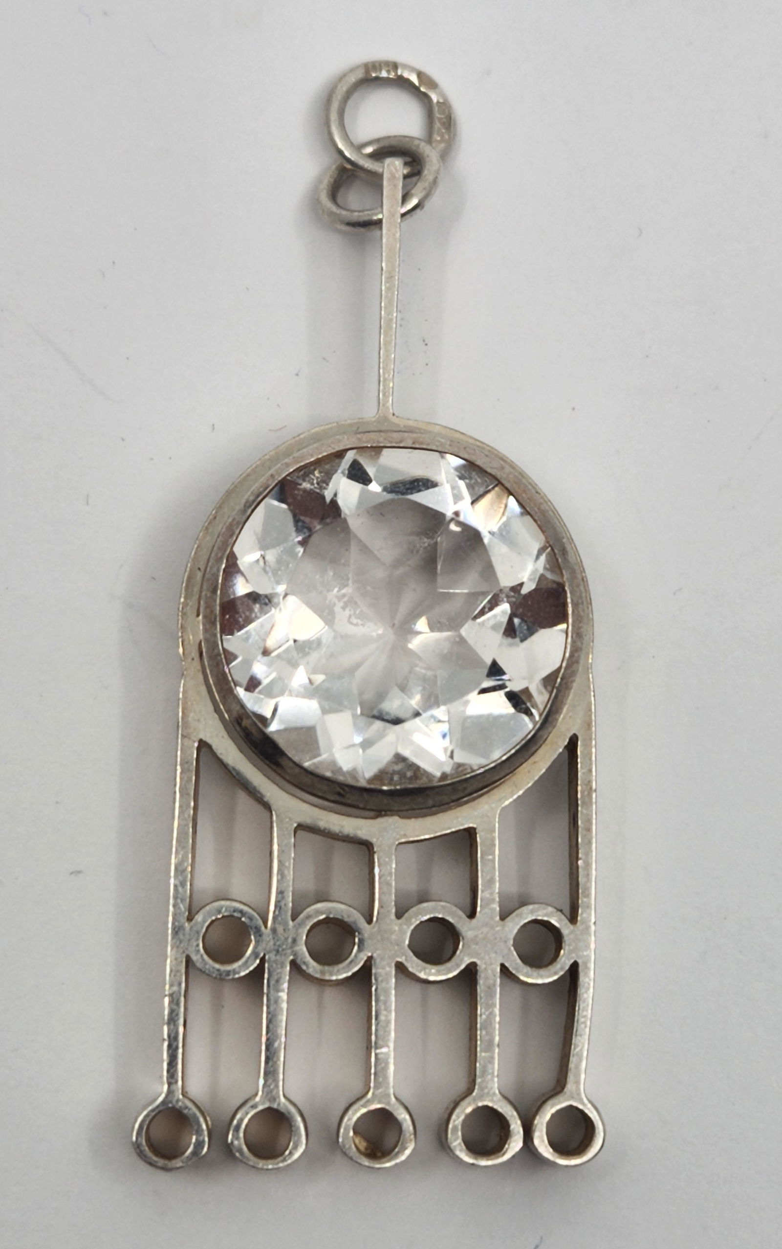 Finnish Modernist Sterling Silver Pendant Signed UH (1 of 11)
