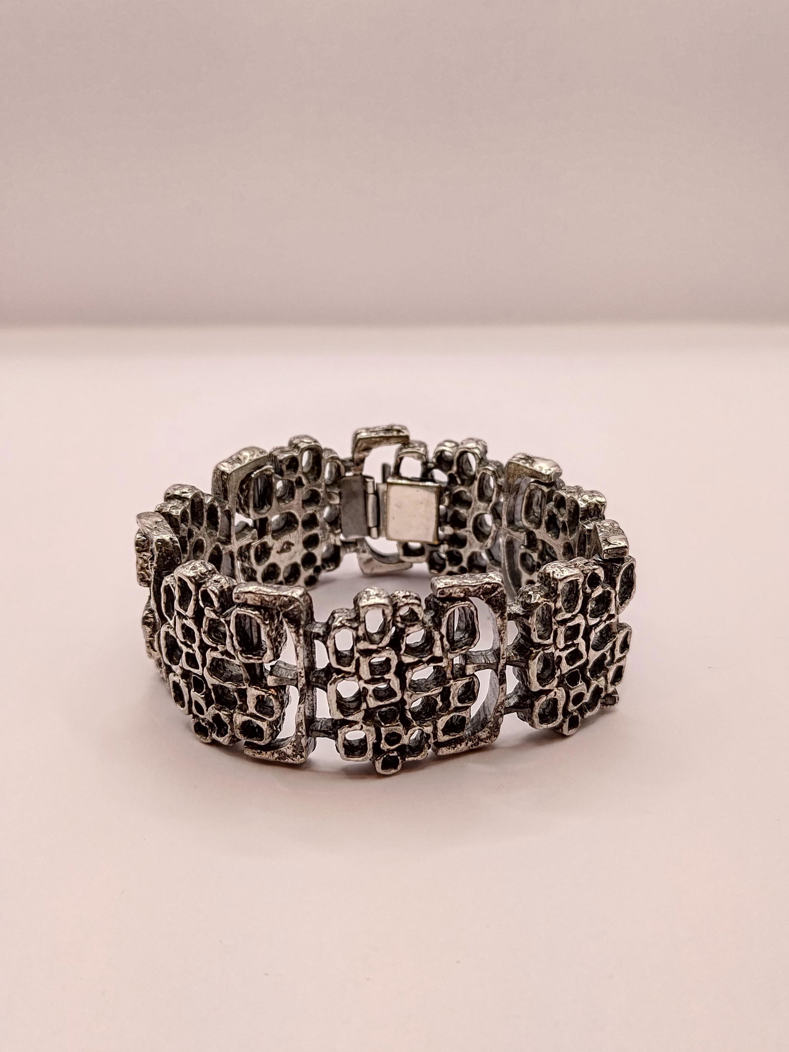 Guy Vidal (1938- ), Canadian Brutalist Modernist Pewter Cuff Bracelet (1 of 6)