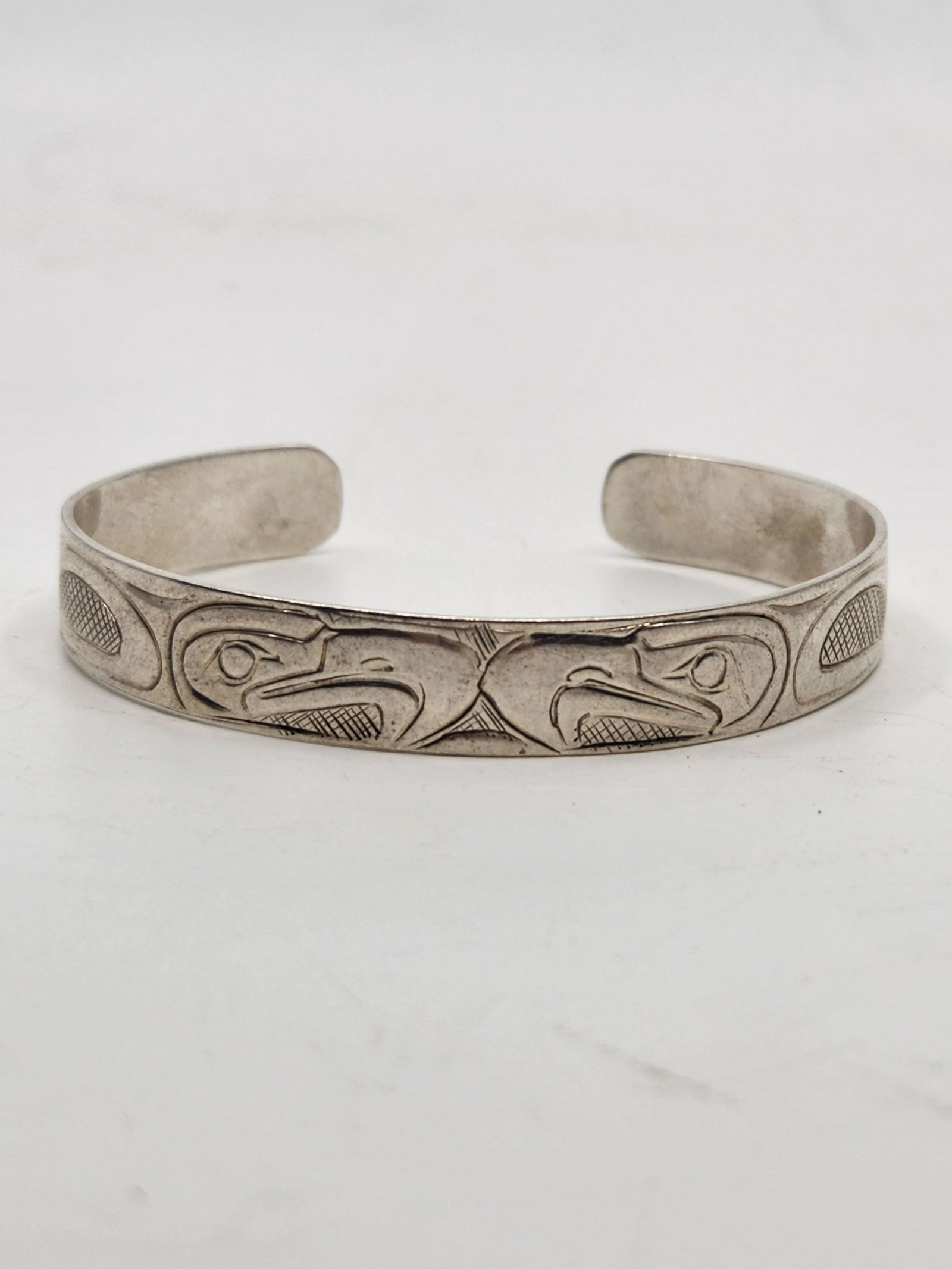 Norman Seaweed, Haida North West Coast Sterling Silver Eagles Cuff Signed (1 of 7)