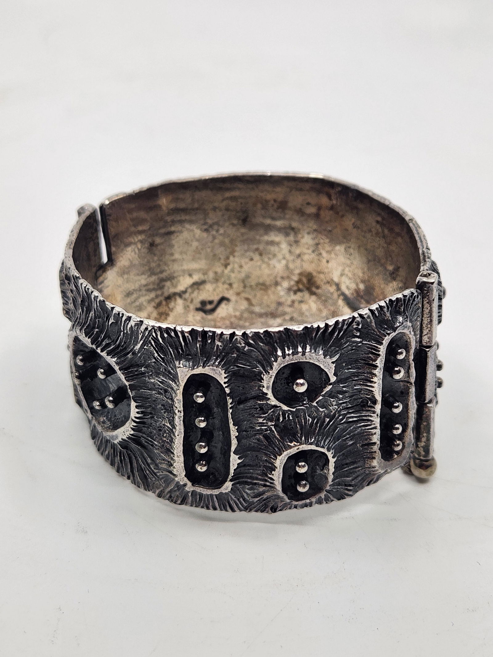 Guy Vidal (1938- ), Canadian Brutalist Modernist Large Pewter Cuff Bracelet (1 of 8)