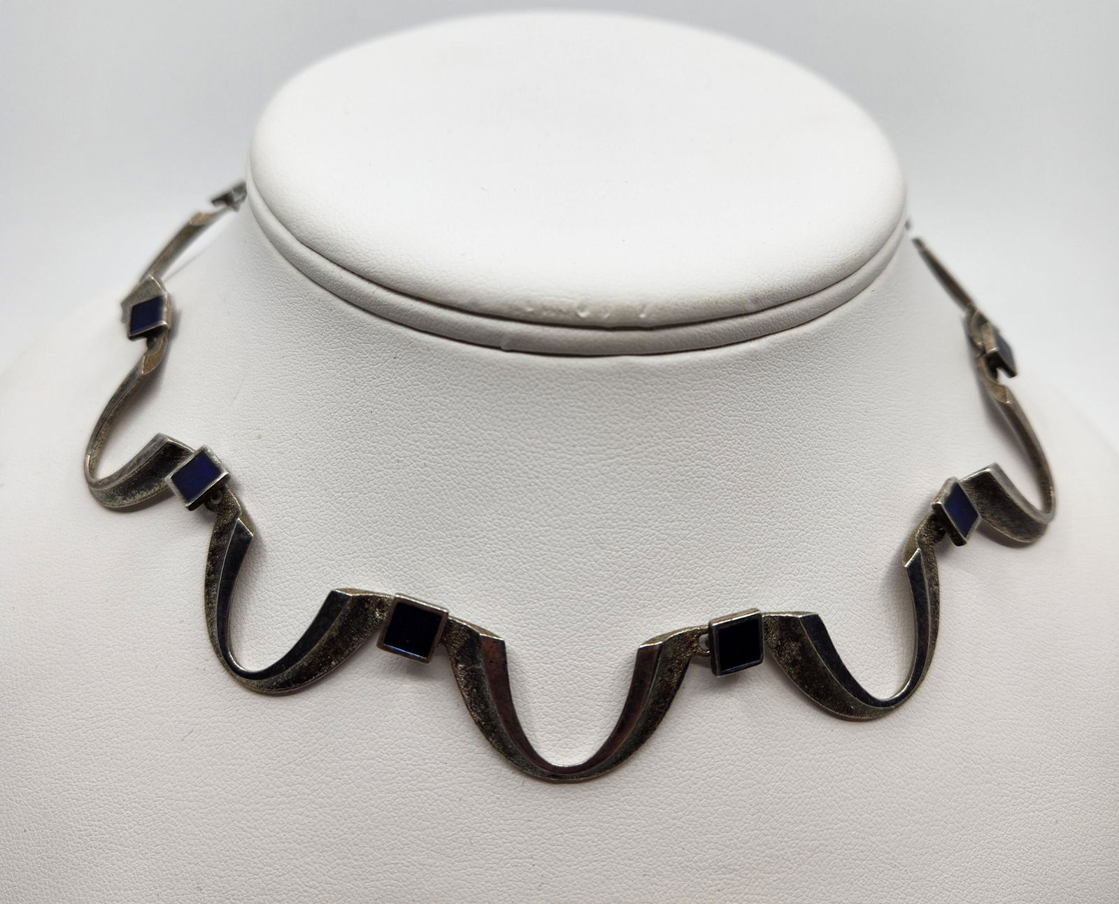 Mid Century, O.P.Orlandini, Italian Designer, sterling Silver Enamelled Necklace (1 of 10)