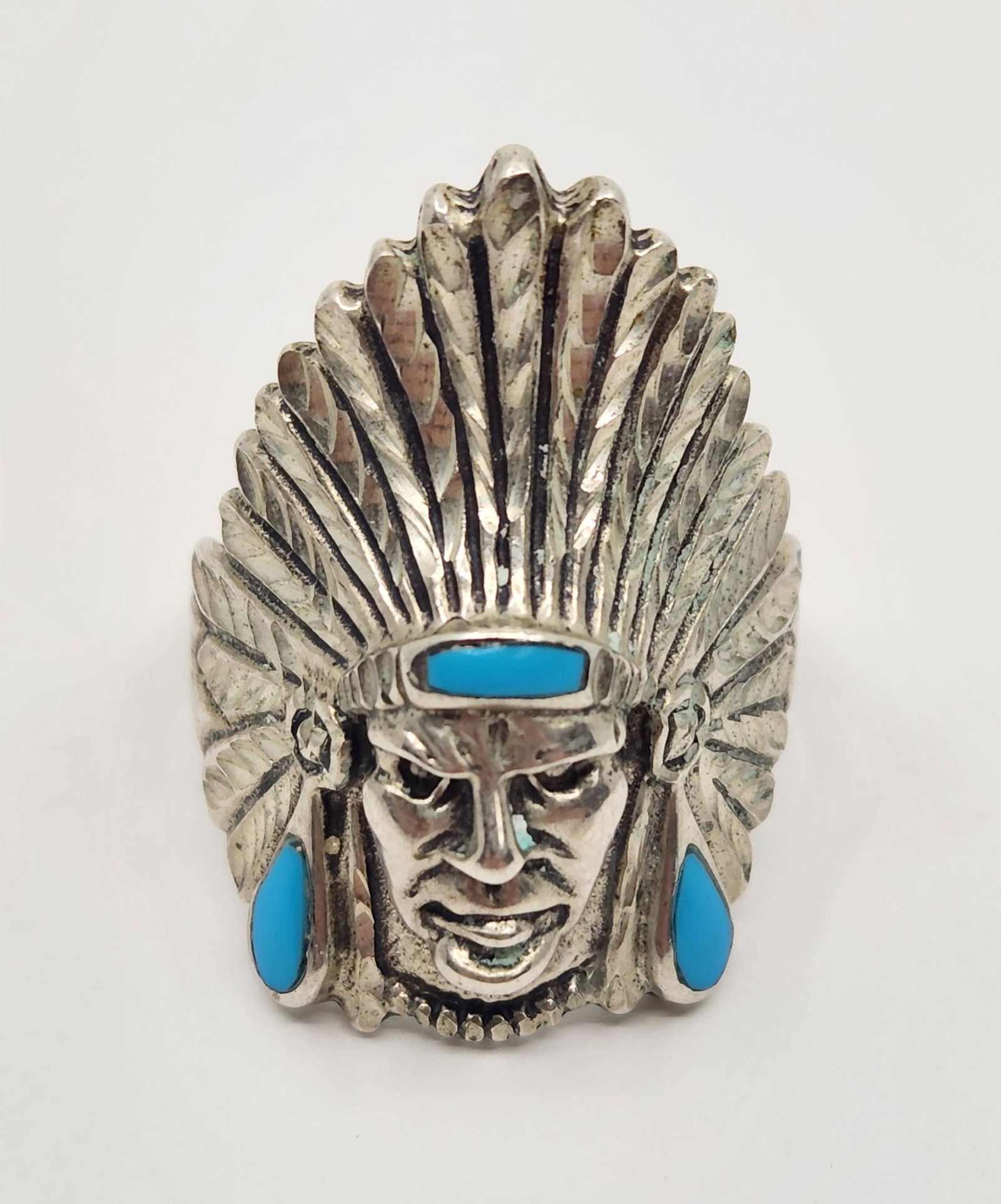 Ted Ott, Native American, Indian Head Sterling Silver Ring (1 of 8)