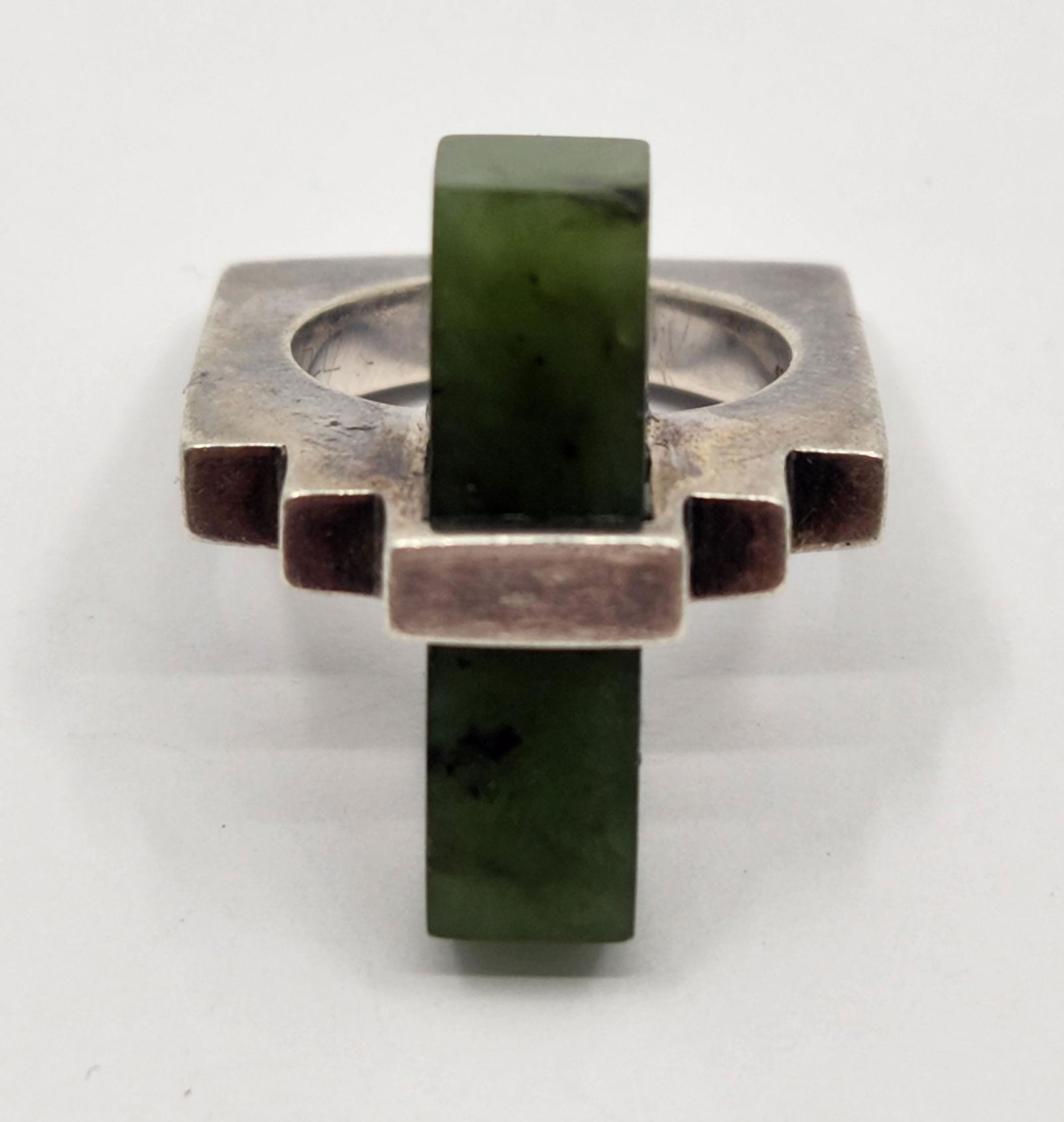 Fozy, Modernist Jade Sterling Silver Ring (1 of 8)