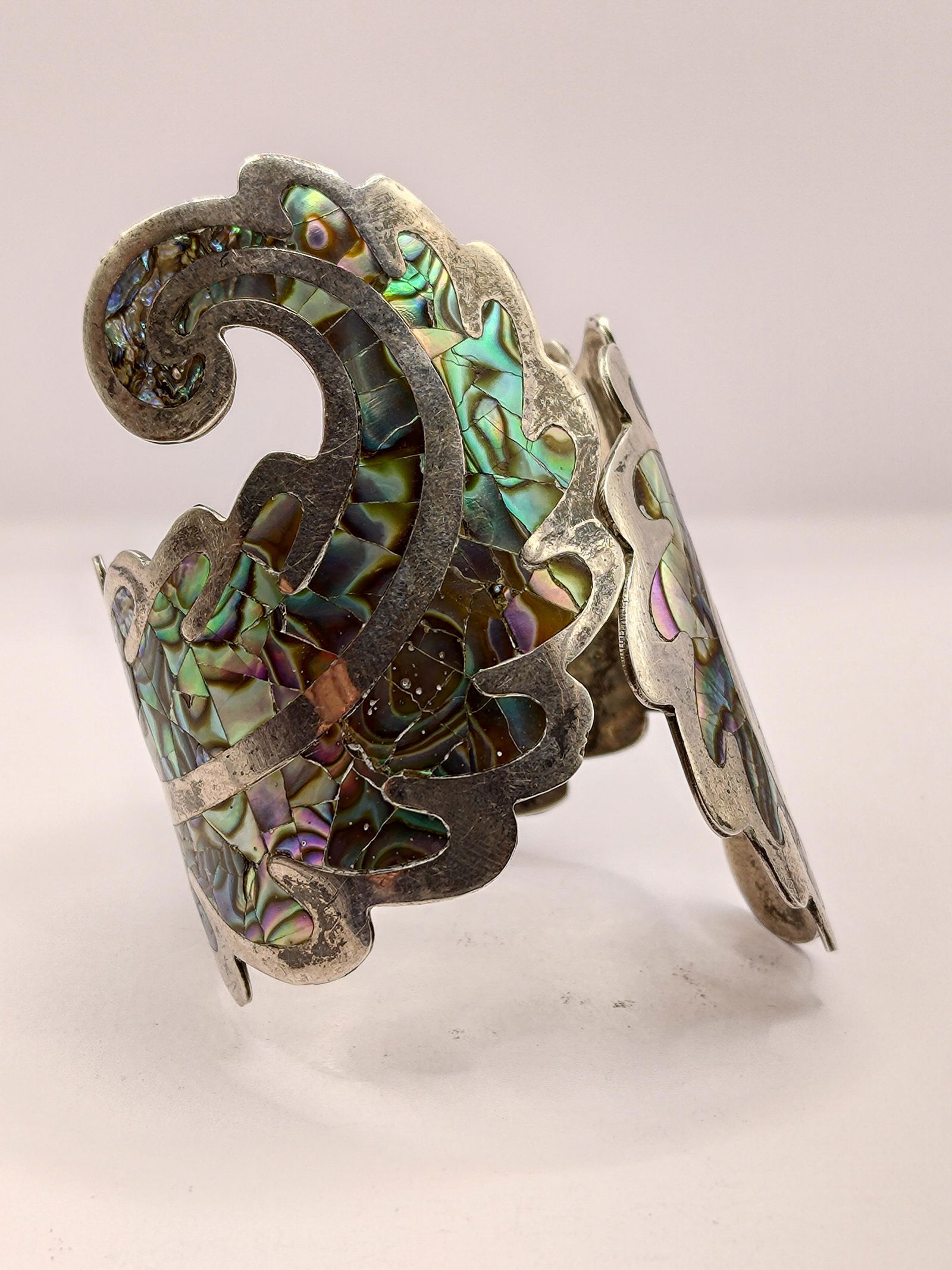 Los Ballesteros, Mexican Sterling Silver Mother of Pearl Bracelet (1 of 9)