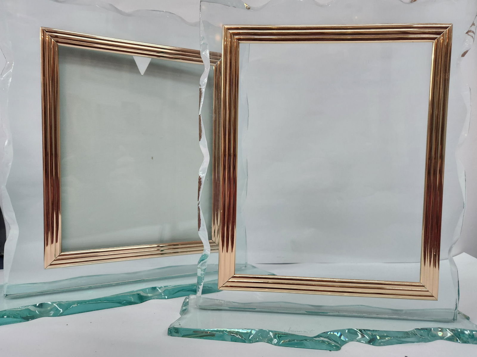 Set of 2 Cut Glass Picture Frame, Signed (1 of 8)