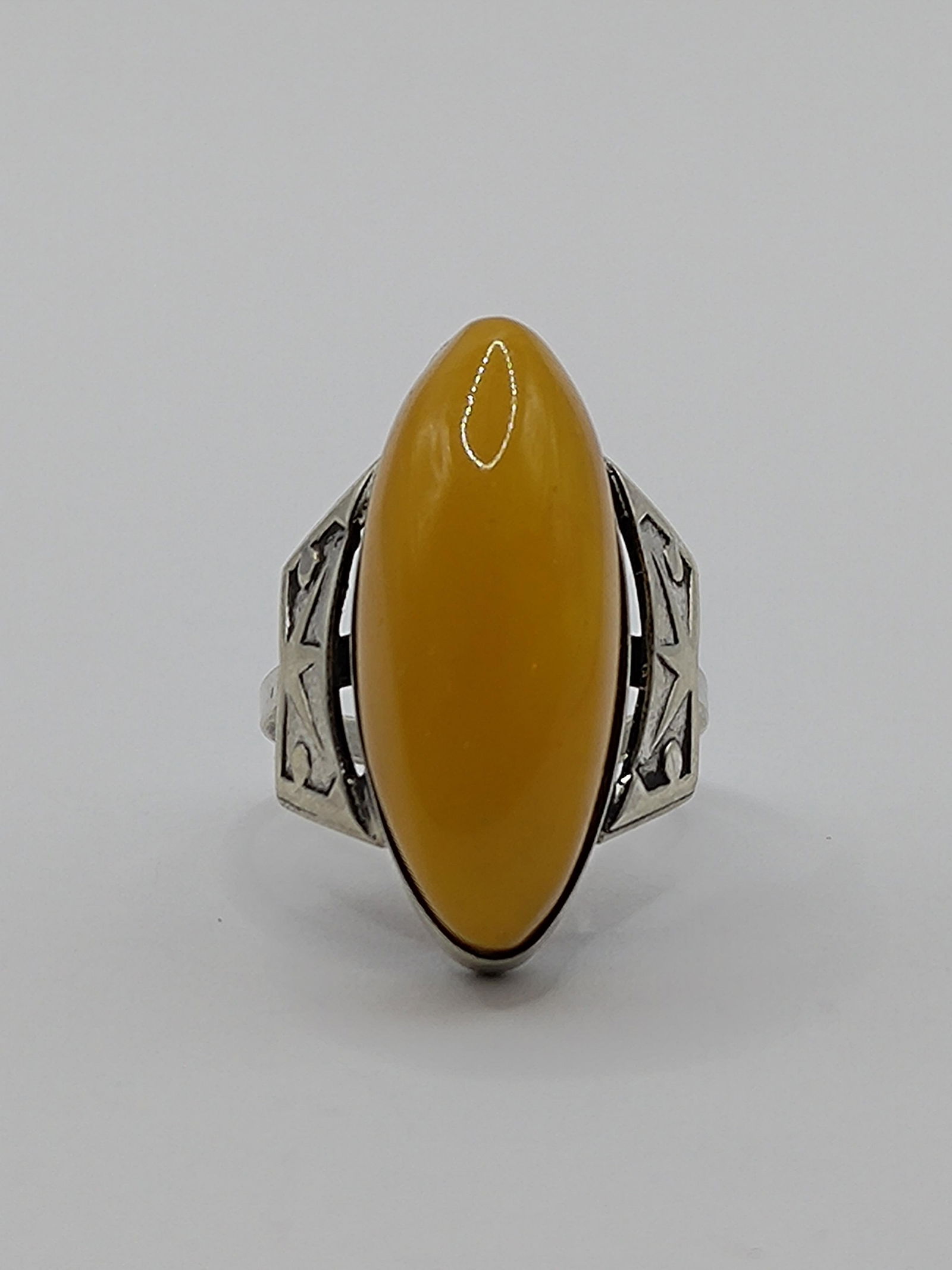 Russian Soviet ,875 Sterling Silver Deep Orange Amber Ring (1 of 8)