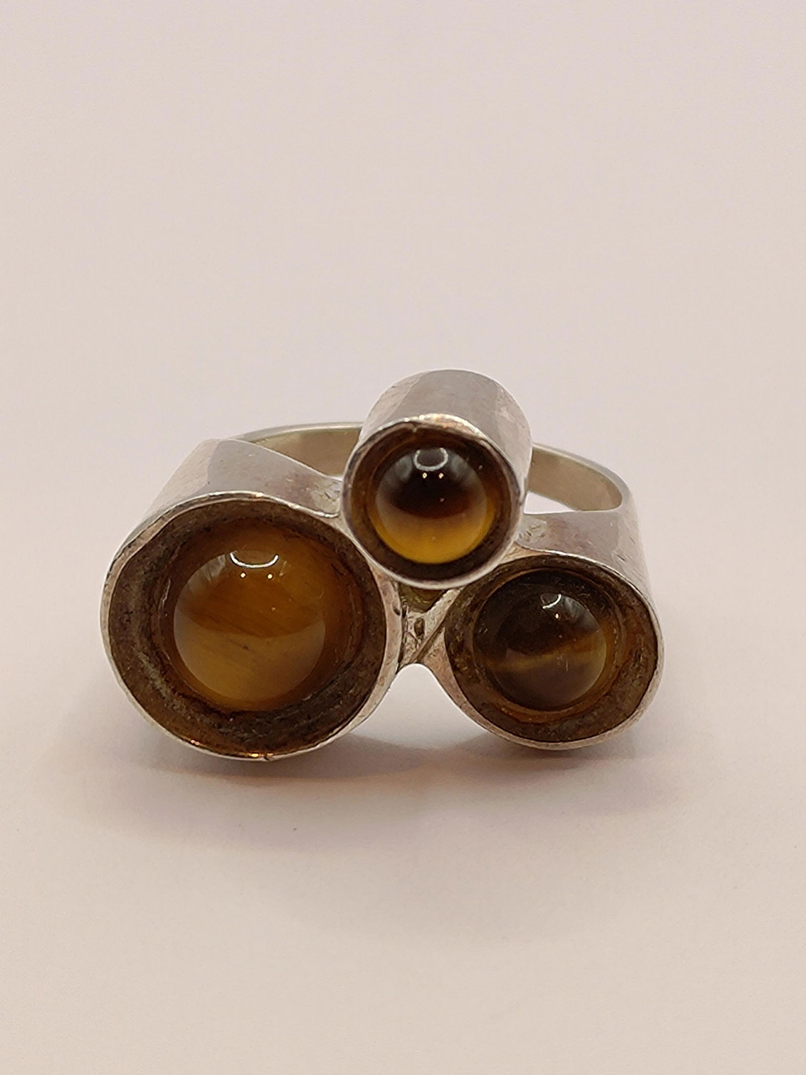 Danish Modernist Sterling Silver Cat Eyes Ring (1 of 10)