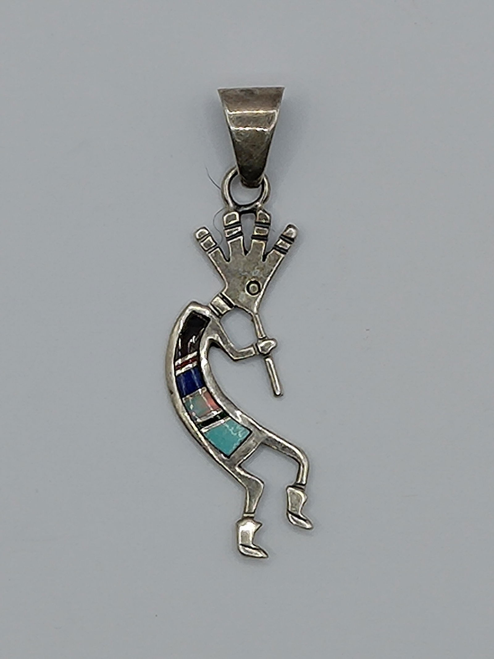 Navajo Sterling silver Kokopelli Pendant Set with Stones (1 of 3)