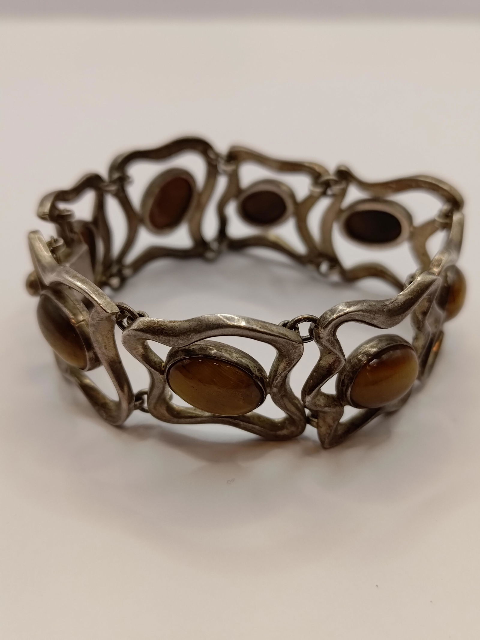 Miguel Melendez, Mexican Tiger Eyes Sterling Silver Bracelet (1 of 5)