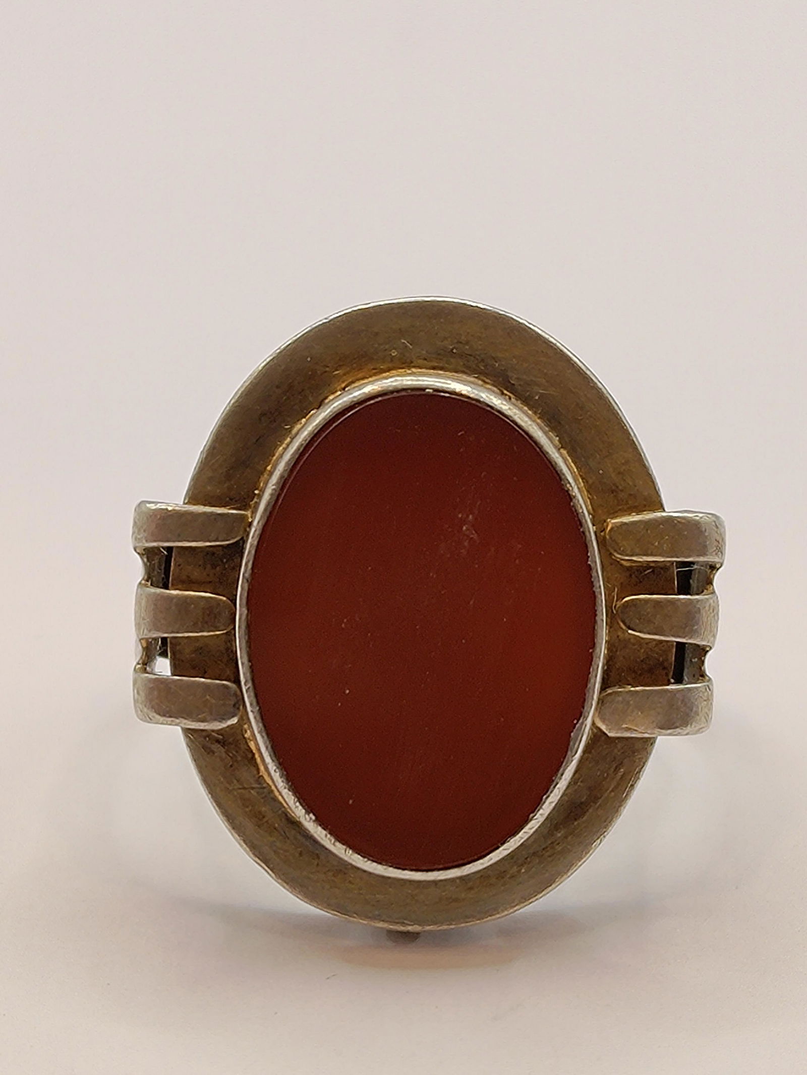 Art Deco German ,835 Carnelian Silver Ring (1 of 10)