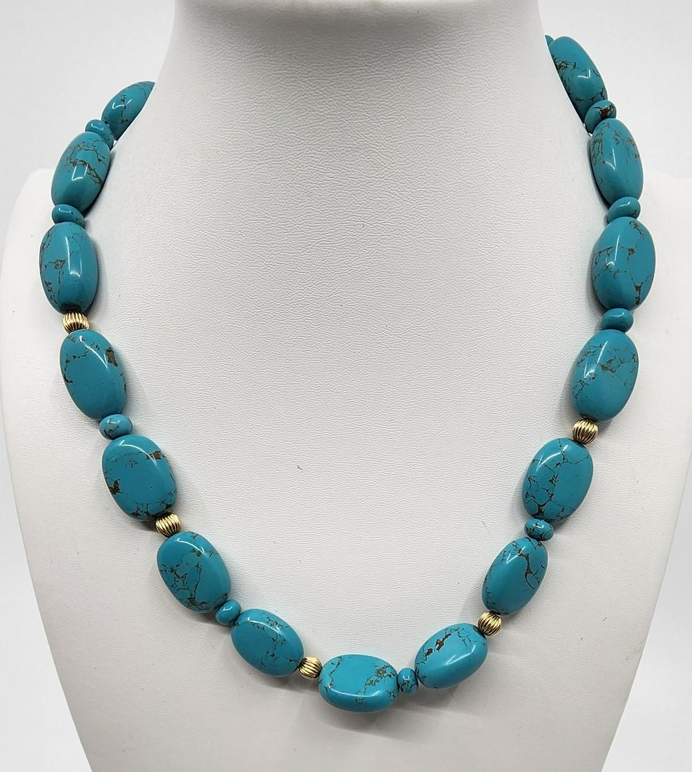Vintage Turquoises and 14KT Gold Necklace (1 of 4)