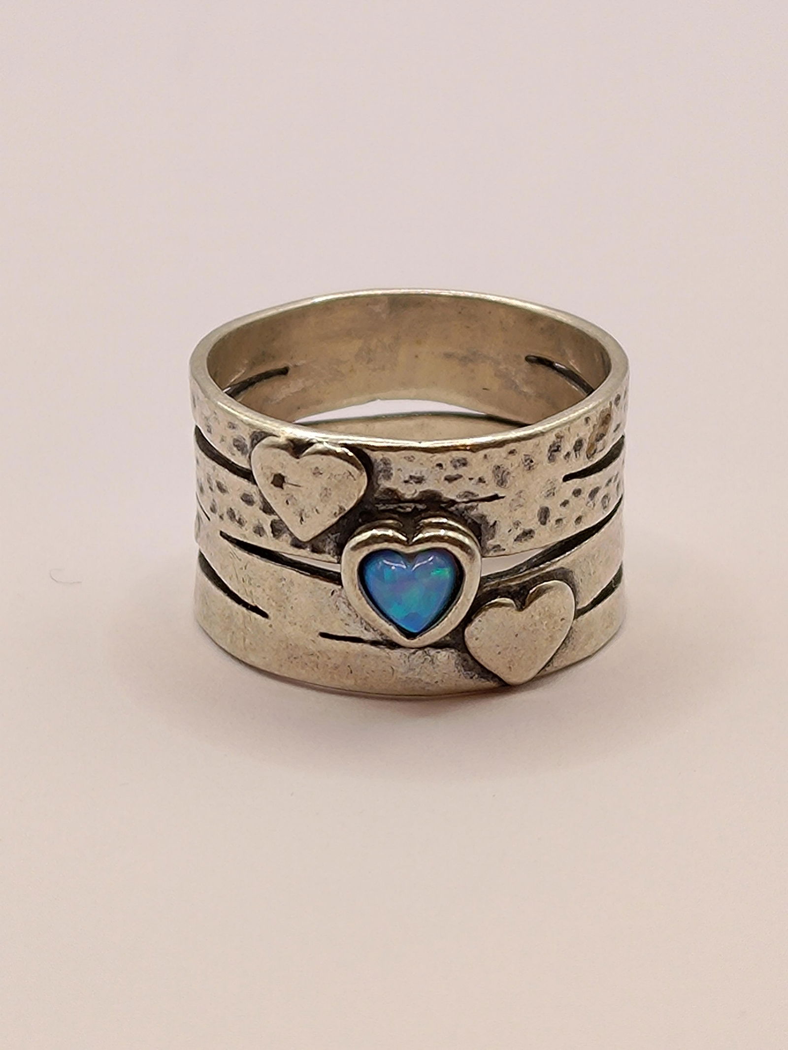 Shablool Didae, Israeli Modernist Sterling Silver Opale Heart Ring (1 of 8)