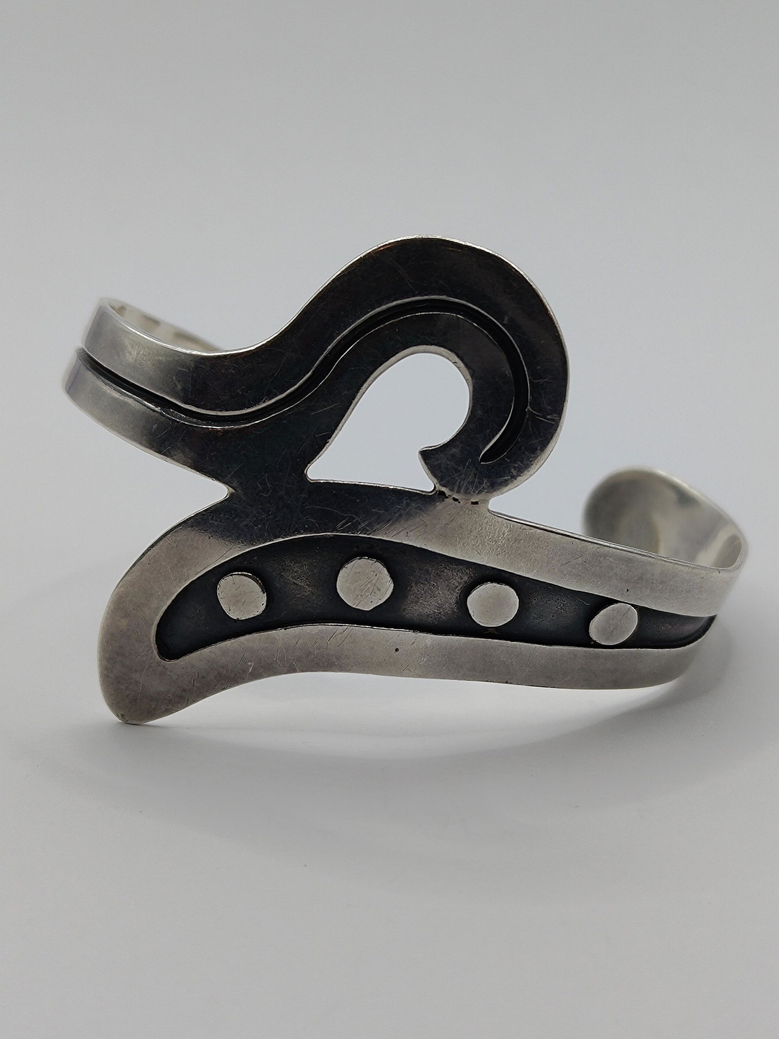 Antonio Reina, Mexican Sterling Silver Modernist Cuff Bracelet (1 of 9)