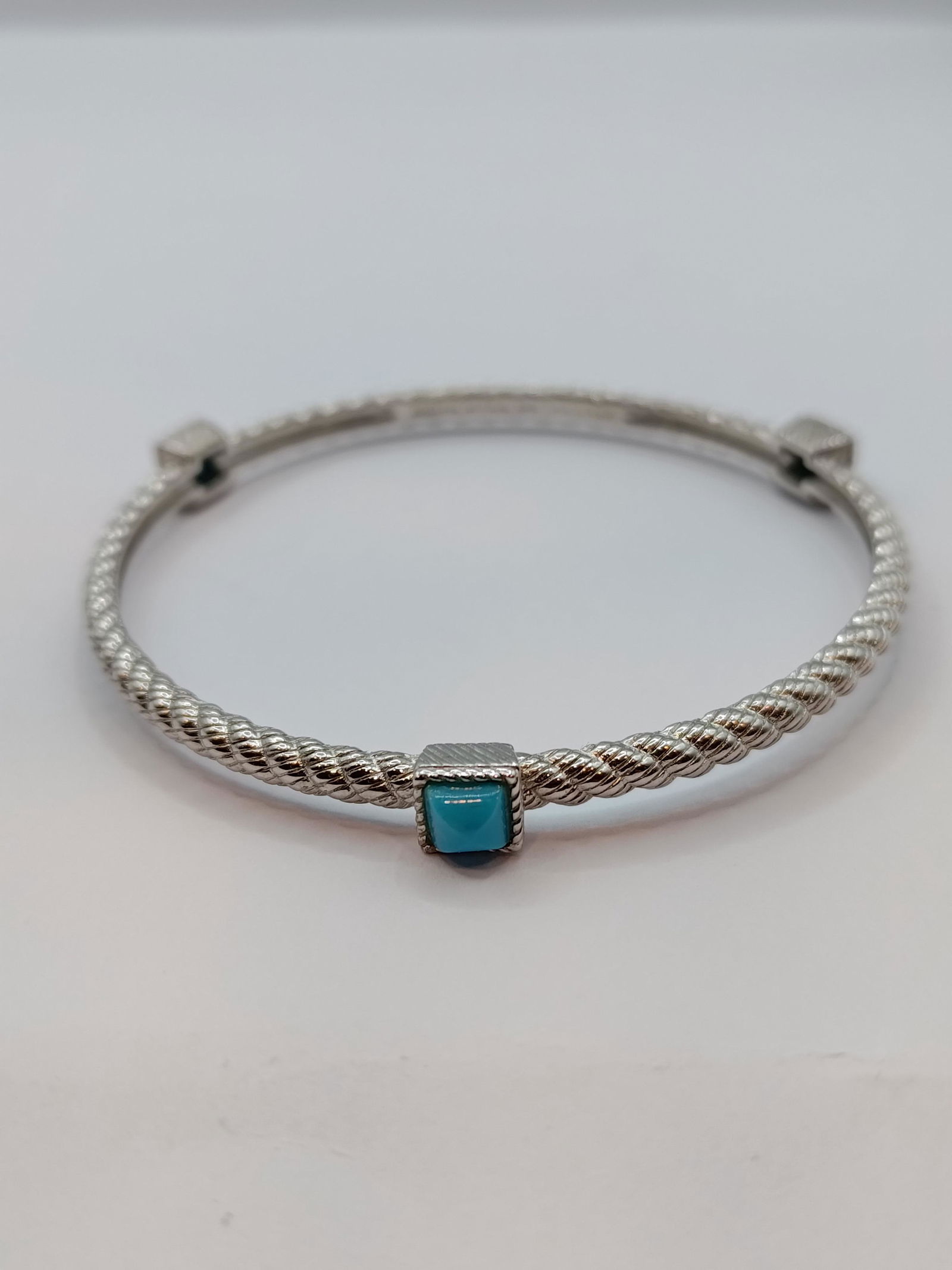 Judith Ripka, Sterling Silver set with Bleu Stones Bangle Bracelet (1 of 4)
