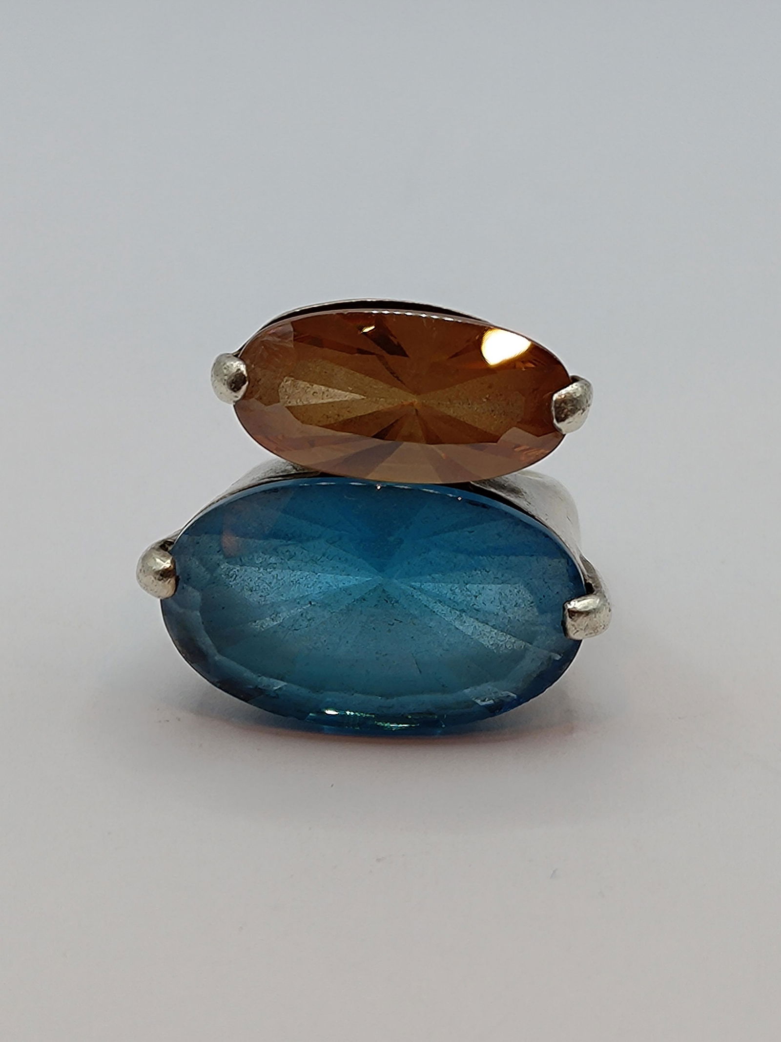 Maria Elena Munoz, Mexican Modernist Sterling Silver Ring With Stones (1 of 9)