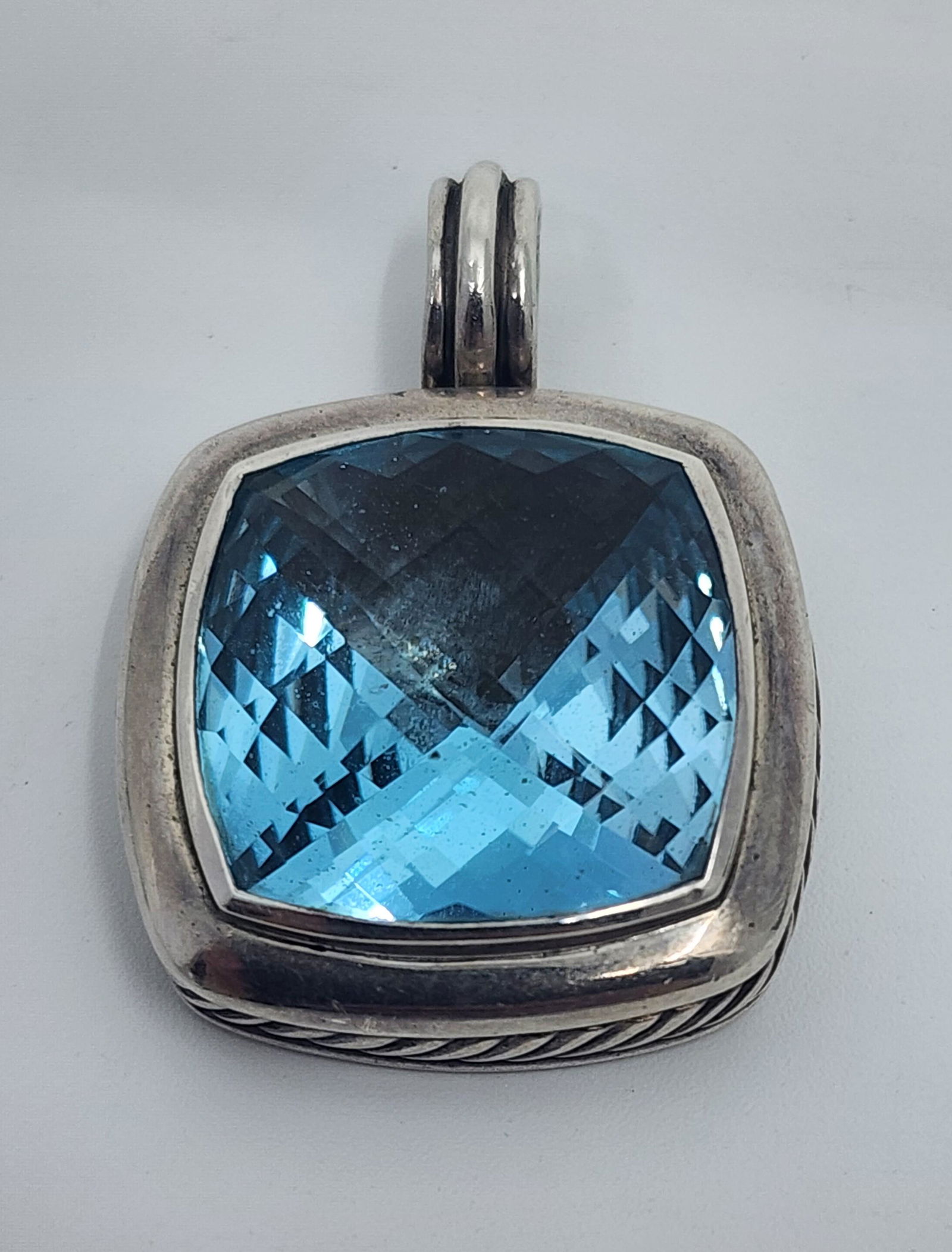David Yurman, Sterling Silver Aquamarine Stone Pendant (1 of 4)