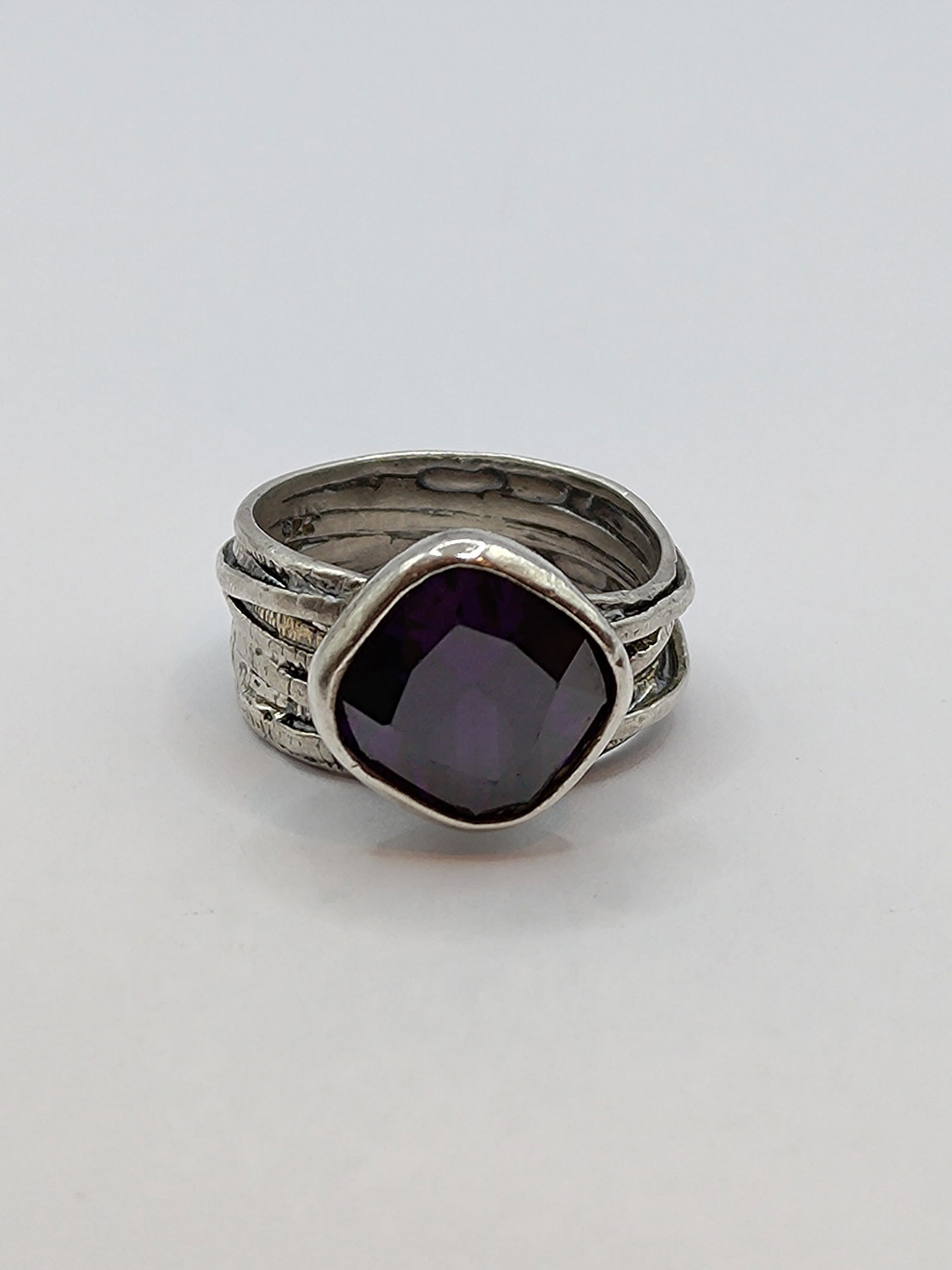 Silpada, Israeli Modernist Sterling Silver Purple Stone Ring (1 of 9)