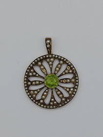 Victorian, 19th Century, 9KT Gold Lavaliere set with pearls and Citrine (1 of 4)