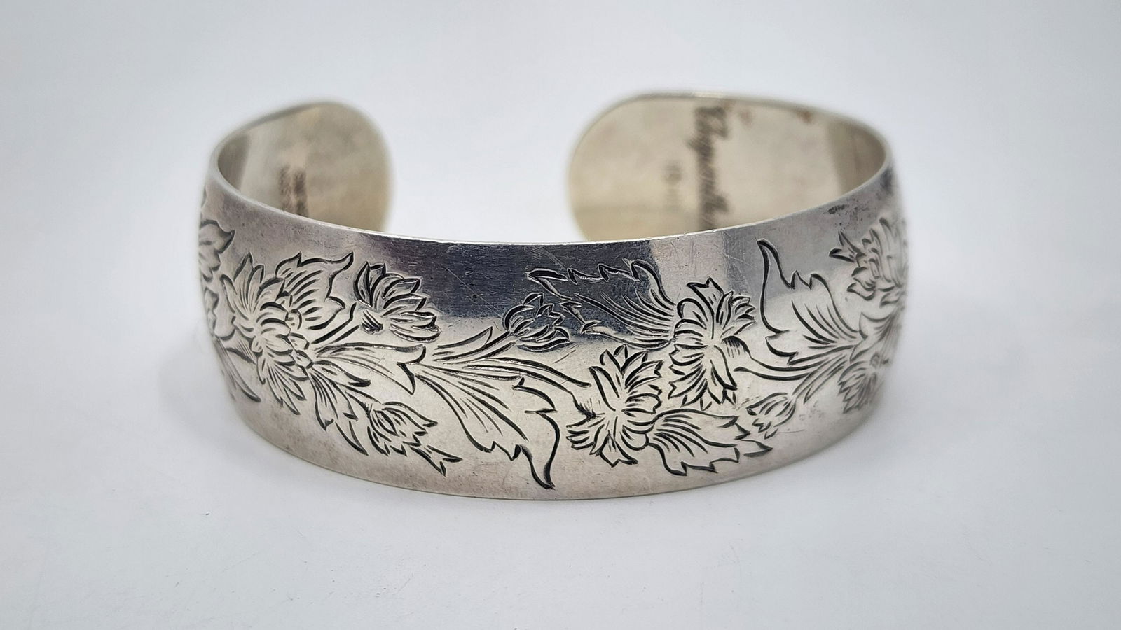 Samuel Kirk & Son, Sterling Silver Chrysanthemum Cuff Bracelet (1 of 7)