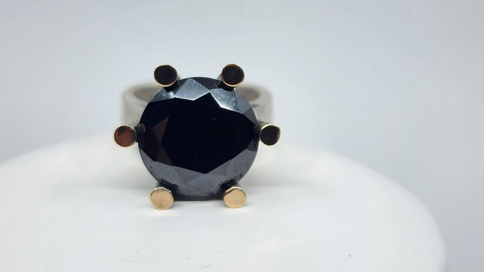 Portuguese, Modernist ,835 Silver and 9KT Gold Black Stone Ring (1 of 6)