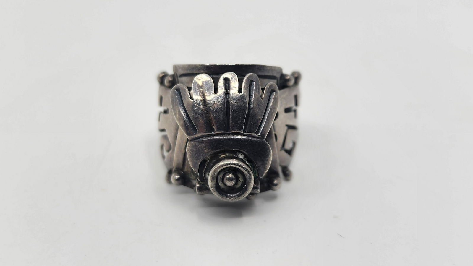 VOO, Mexican Sterling Silver Aztec Poison Ring (1 of 7)