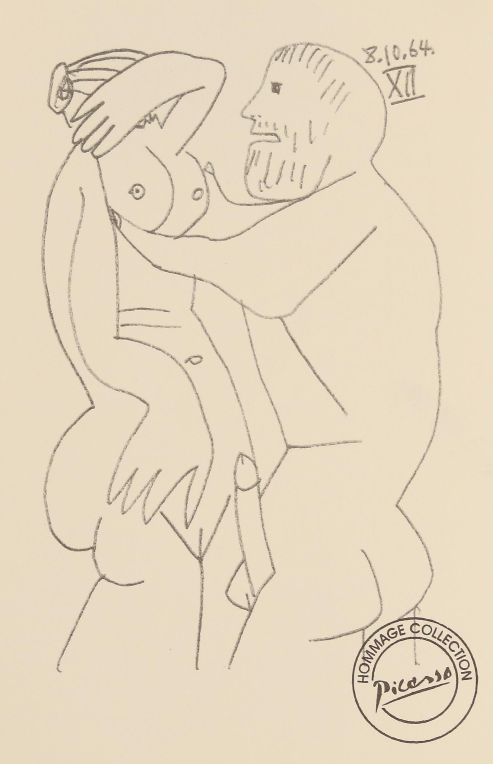 Picasso, Pablo (1881-1973), Homme et femme, Spain: Artist: Picasso, Pablo (1881-1973), Spain Title: Homme et femme Description (FR): Photo-lithographie sur papier, signee dans la plaque en bas a droite Hommage Collection Picasso Description (ENG): Pho