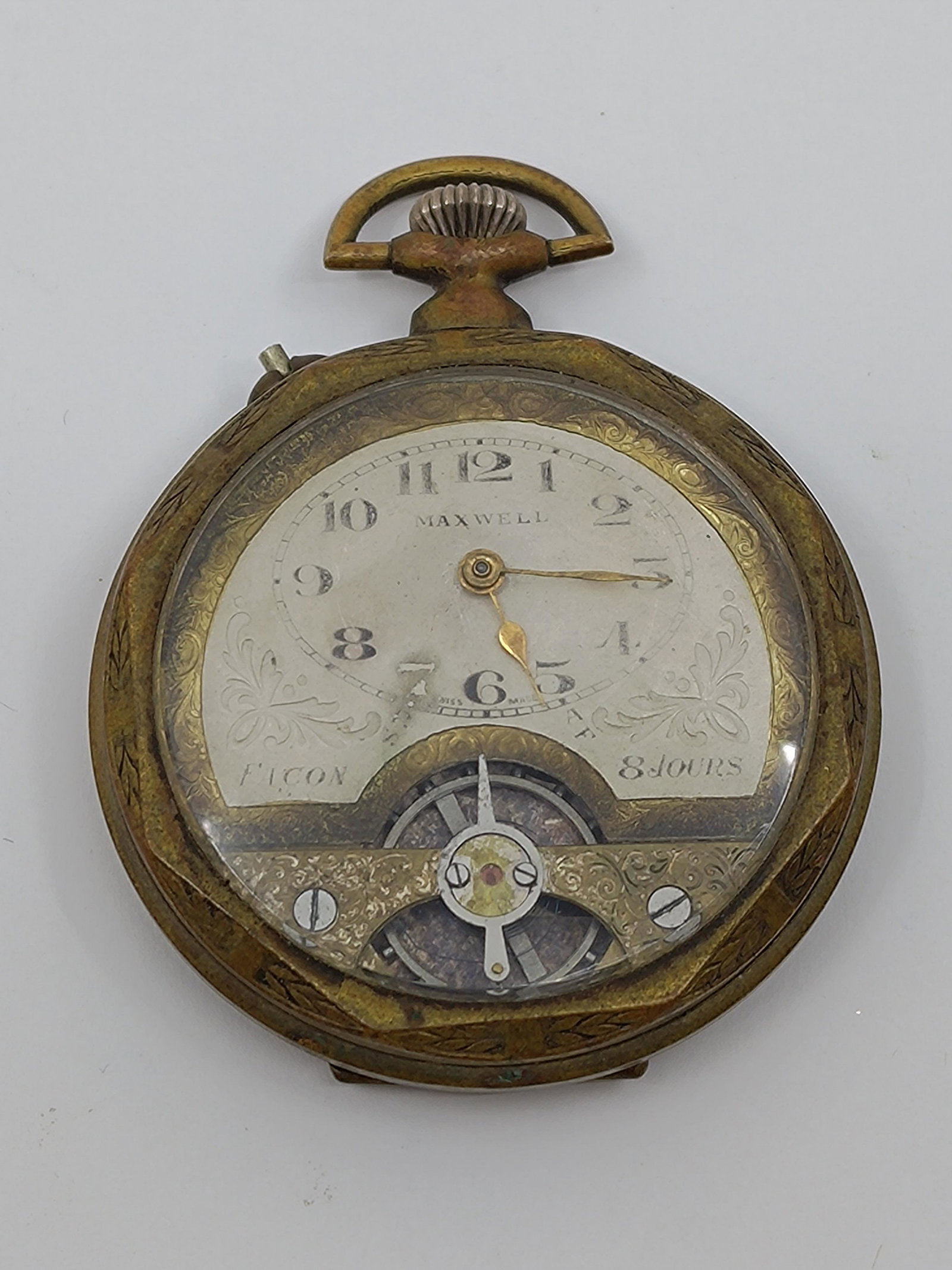 Vintage Maxell 8 Days Pocket Watch: Title : Vintage Maxell 8 Days Pocket Watch Description (FR) : Montre de poche Maxwell 8 Jours, pour pieces, non fonctionelle. Grandeur : 21 Nous ne pouvons pas garantir que la montre garde l'heure pr�