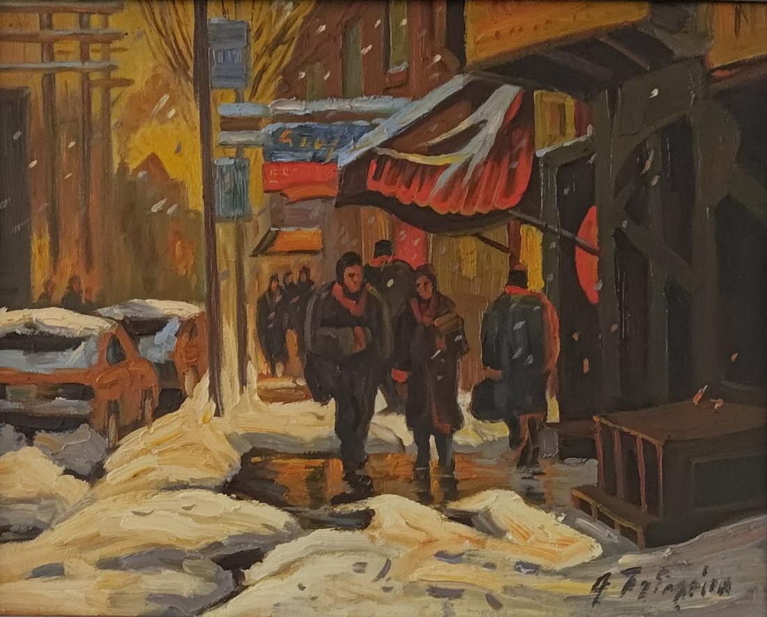 Tatossian, Armand (1951-2012) Scene de rue en Hiver (1 of 3)