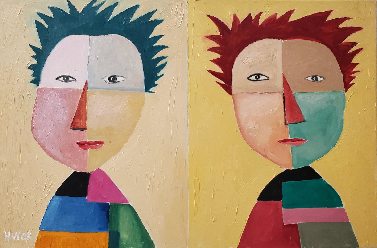 Wultrich, Hugo (1926-2010) Two Faces (2008): Artist: Wultrich, Hugo (1926-2010), Canada Title: Two Faces (2008) Description (FR): Huile sur toile, signee et datee en bas a gauche HW 08 Description (ENG): Oil on canvas, signed and dated on lower 