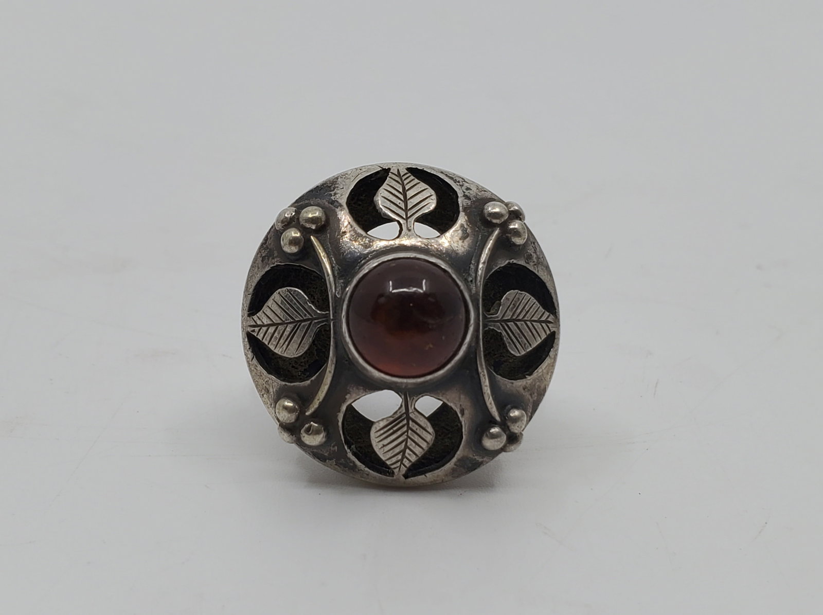 ORNO, Polish ,800 Silver Amber Ring Leaf Pattern (1 of 7)