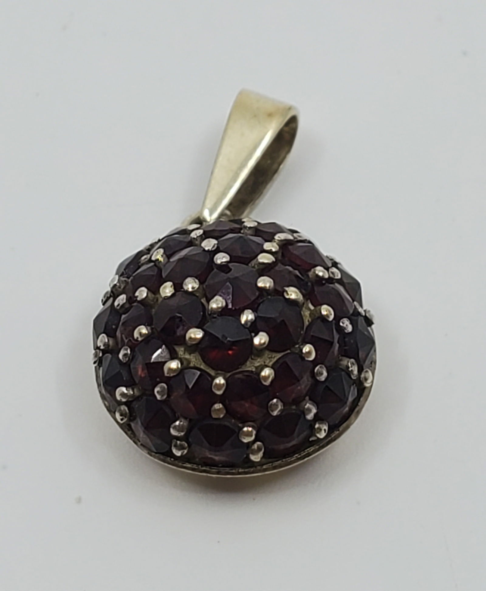 Vintage Bohemian Sterling Silver Gilded Pendant set with Garnets, signed JD (1 of 4)