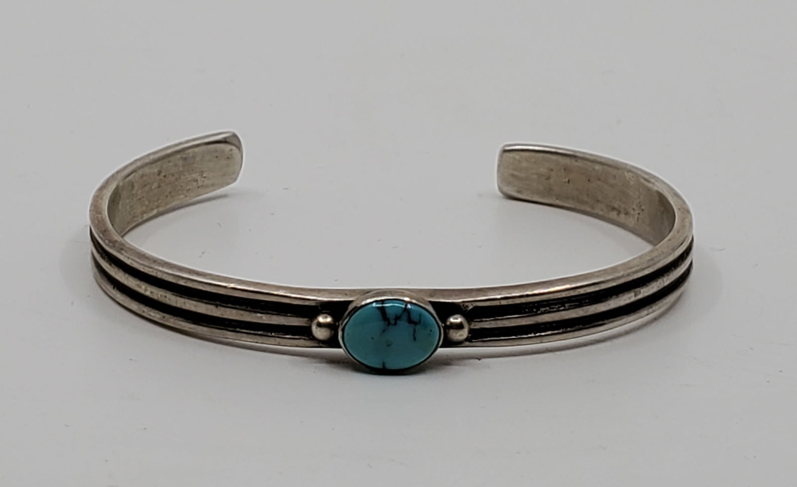 Wilson Begay, Navajo Sterling Silver Turquoise Cuff Bracelet (1 of 7)