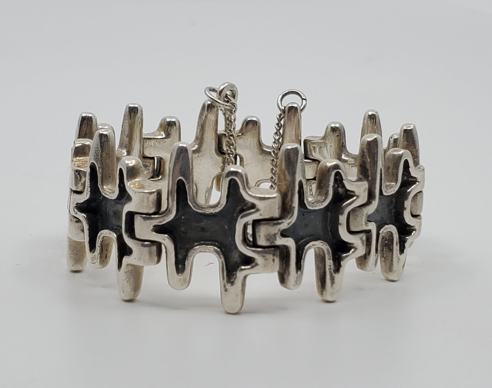 Brutalist Modernist Sterling Silver Bracelet (1 of 7)
