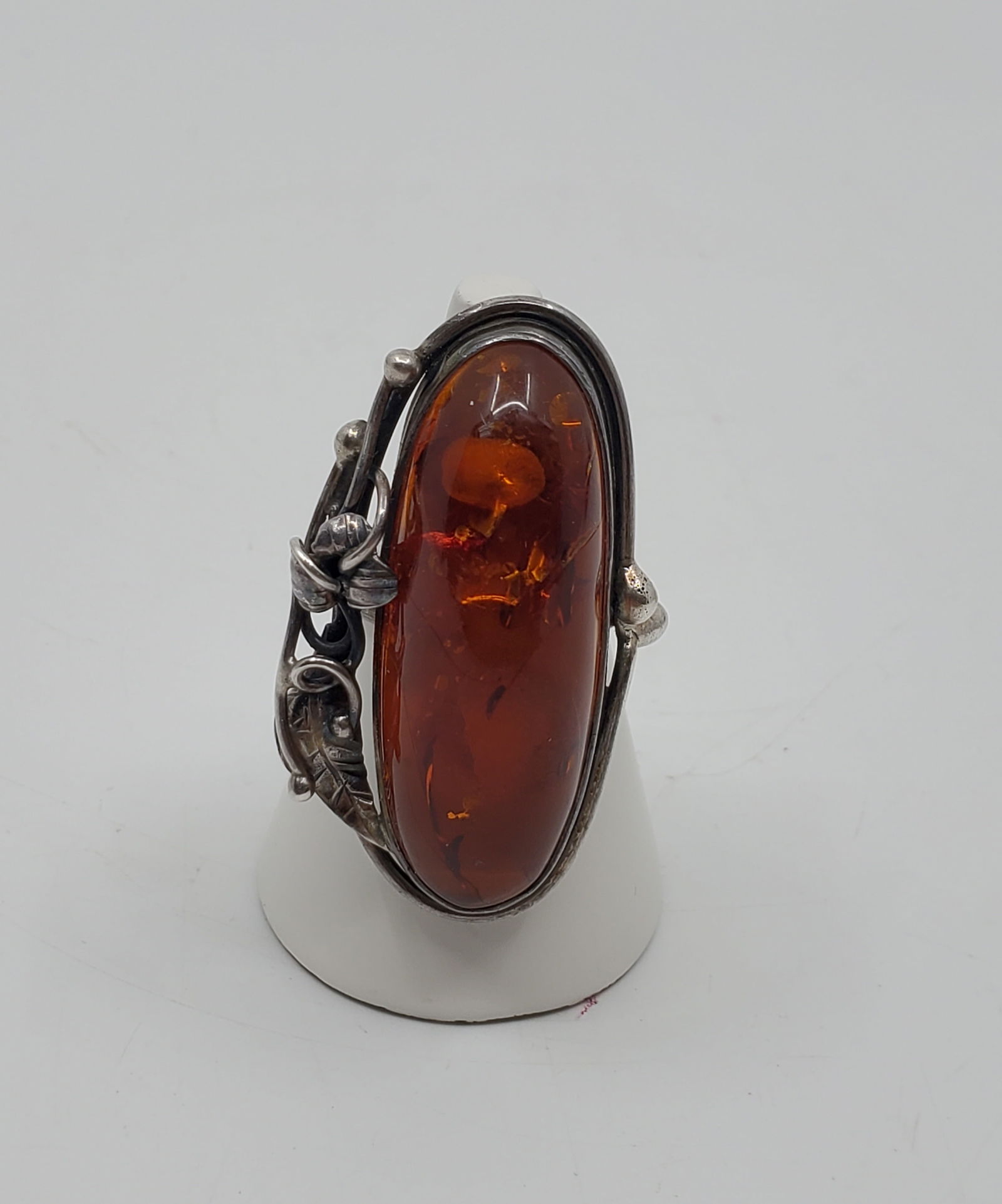 Vintage Sterling Silver Large Amber Ring (1 of 7)